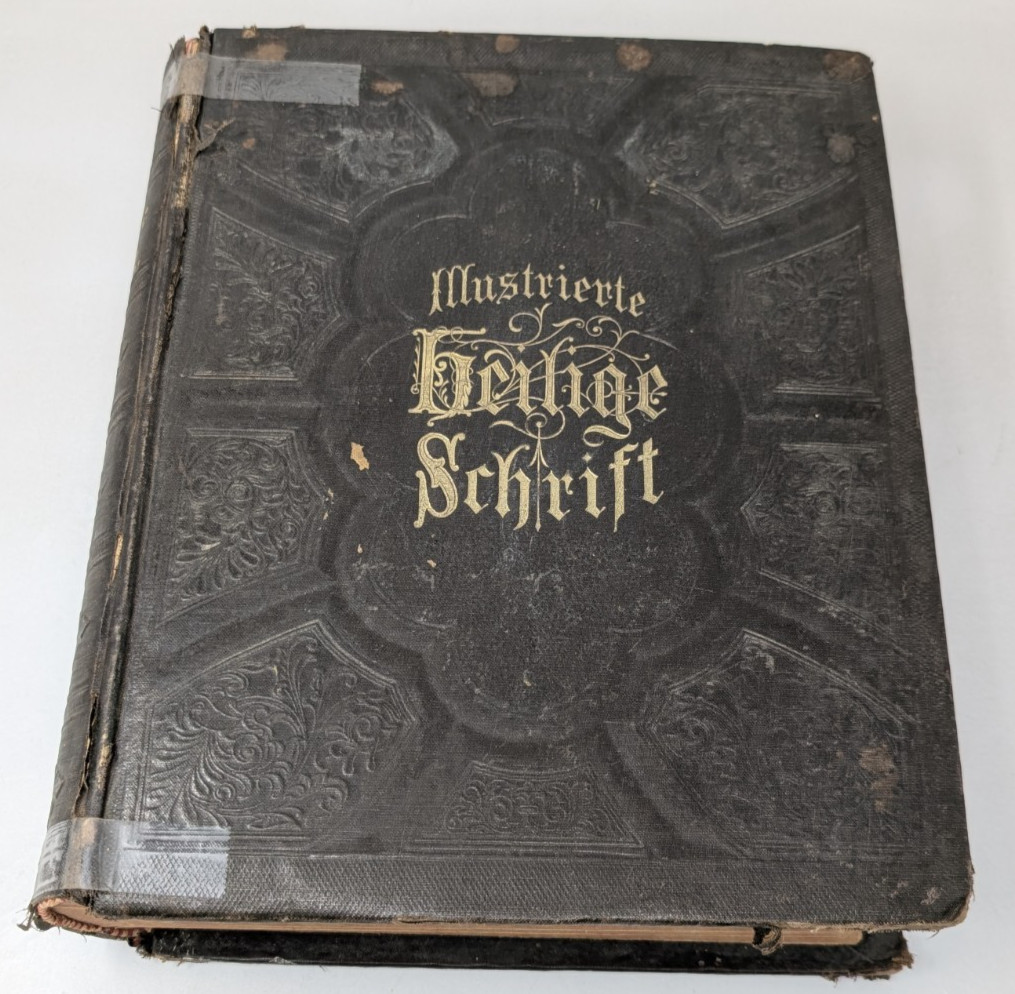 Antique German Holy Bible 1891 A. J. Holman\'s Co. Philadelphia Illustrated VTG