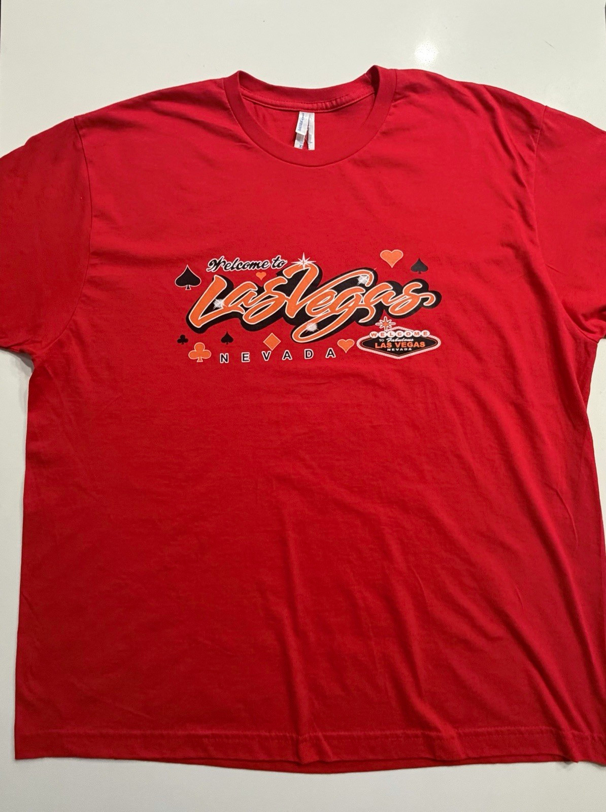 Red Welcome to Las Vegas Nevada Graphic T-Shirt Tee, Adult Size XL Red Welcome to Las Vegas Nevada Graphic T-Shirt Tee, Adult Size XL