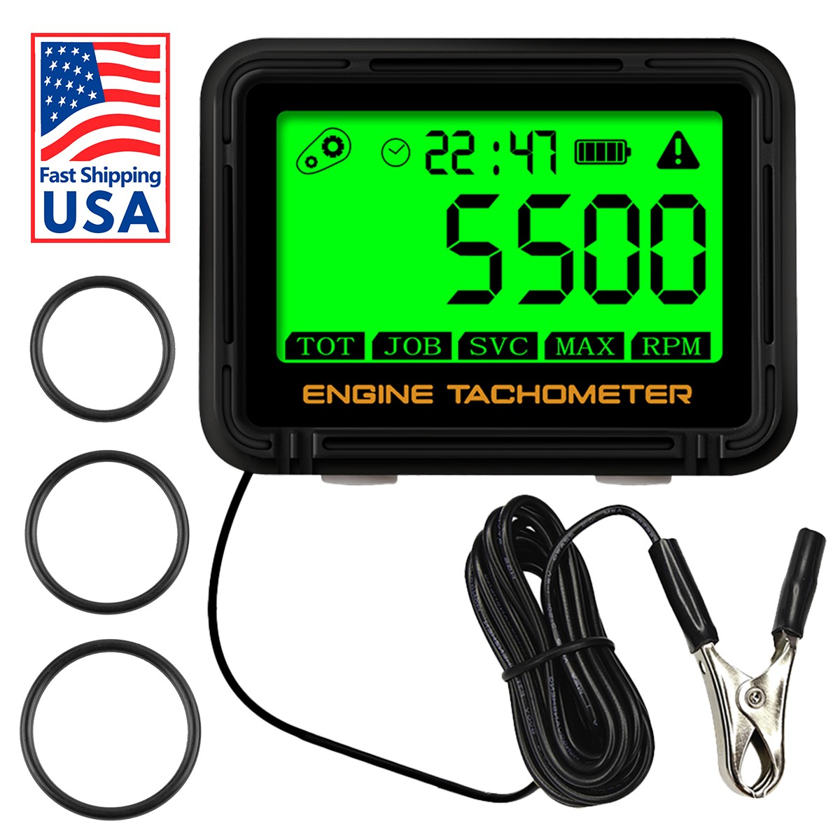 Small Engine Tachometer RPM Gauge 0-18000 IP68 Waterproof Hour Meter w Backlight Small Engine Tachometer RPM Gauge 0-18000 IP68 Waterproof Hour Meter w Backlight