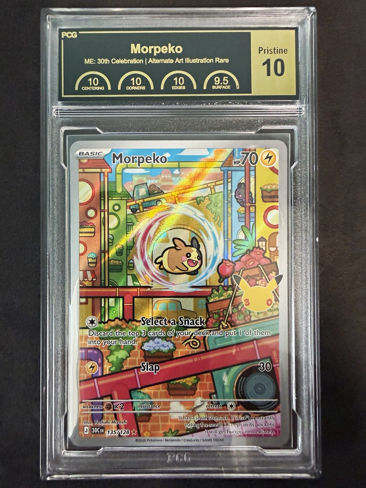 Morpeko 135/128 ME: 30th Celebration Alt Art Illustration Rare Holo English 2026 Morpeko 135/128 ME: 30th Celebration Alt Art Illustration Rare Holo English 2026