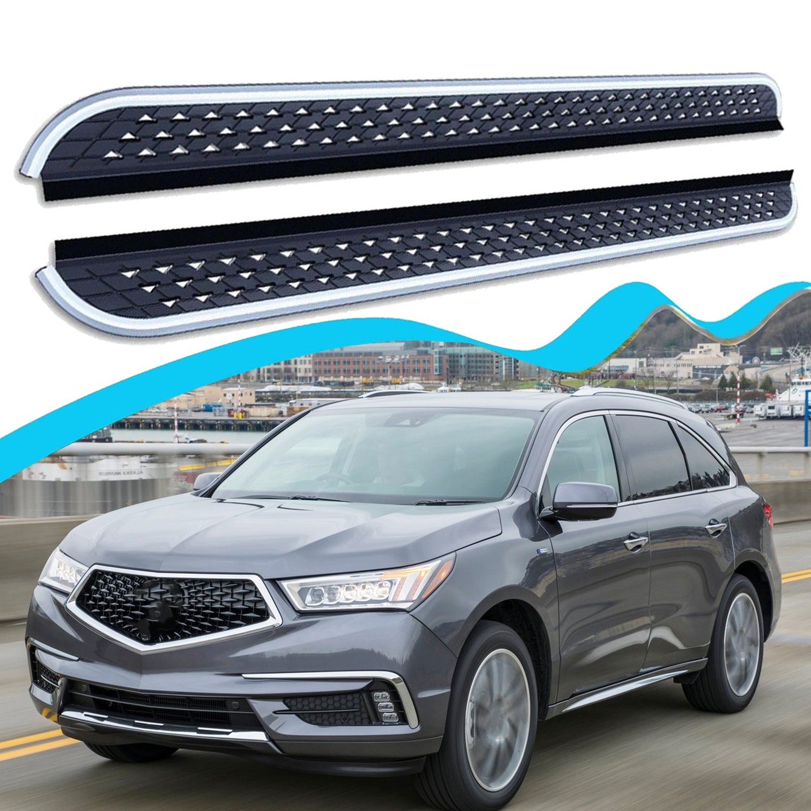 Alu Running Board Fits for Acura MDX 2014-2020 2021 Side Step Pedal Nerf Bars Alu Running Board Fits for Acura MDX 2014-2020 2021 Side Step Pedal Nerf Bars