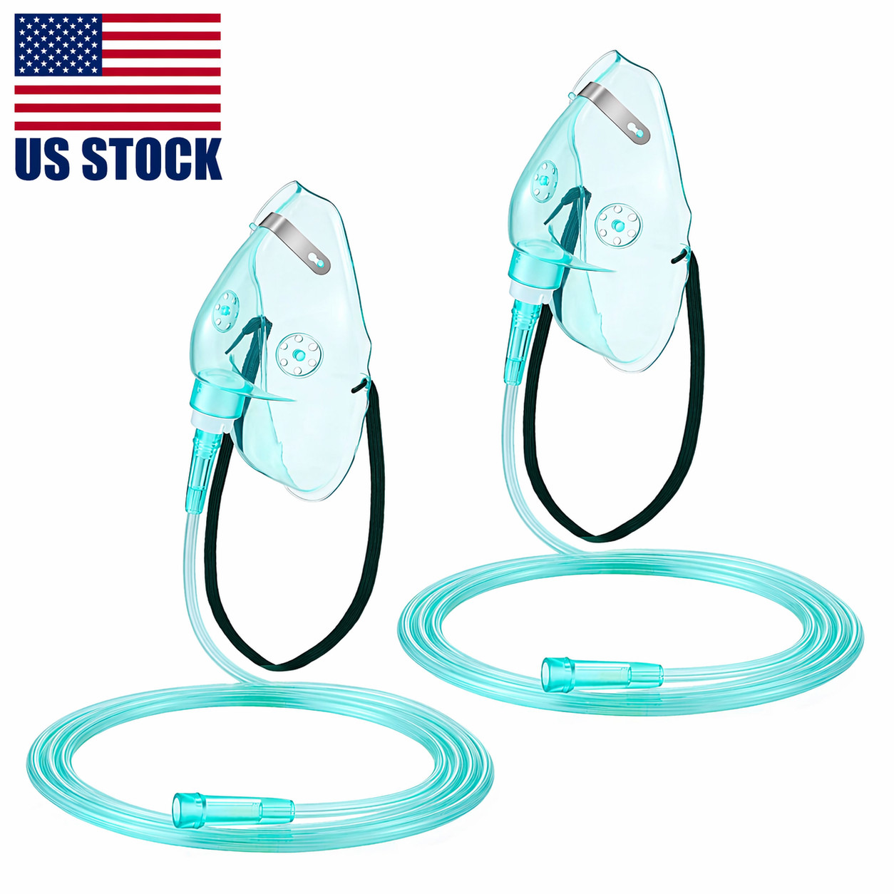 2PCS L Oxygen Mask with 6.6 Ft Tubing and Adjustable Elastic Strap, Adult Oxyge 2PCS L Oxygen Mask with 6.6 Ft Tubing and Adjustable Elastic Strap, Adult Oxyge
