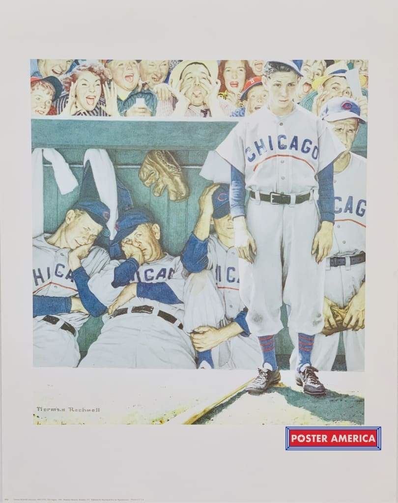 Norman Rockwell The Dugout Chicago Cubs Poster 22 x 28 Norman Rockwell The Dugout Chicago Cubs Poster 22 x 28