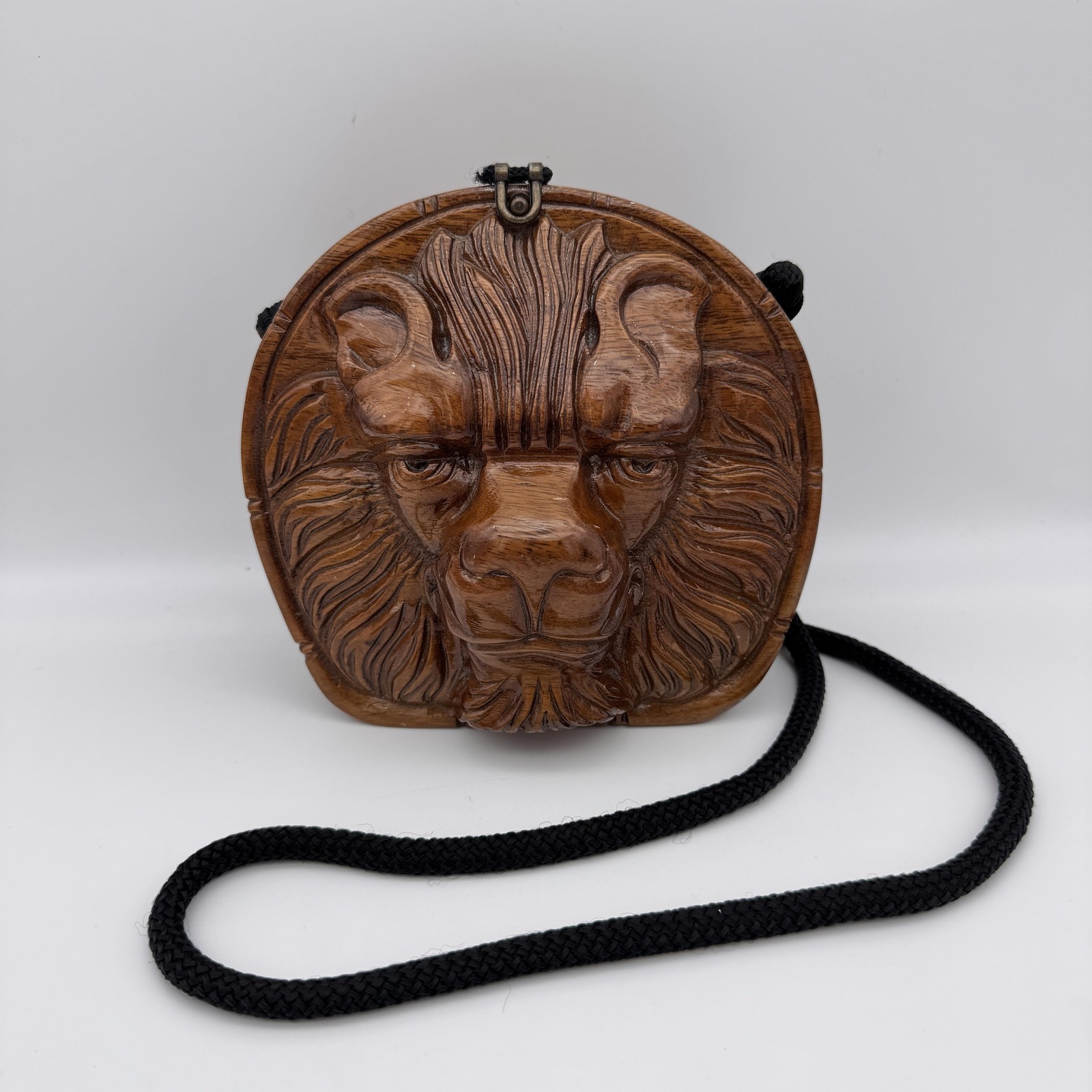 Timmy Woods Lion Crossbody Bag Carved Wood Beverly Hills Limited Edition Art
