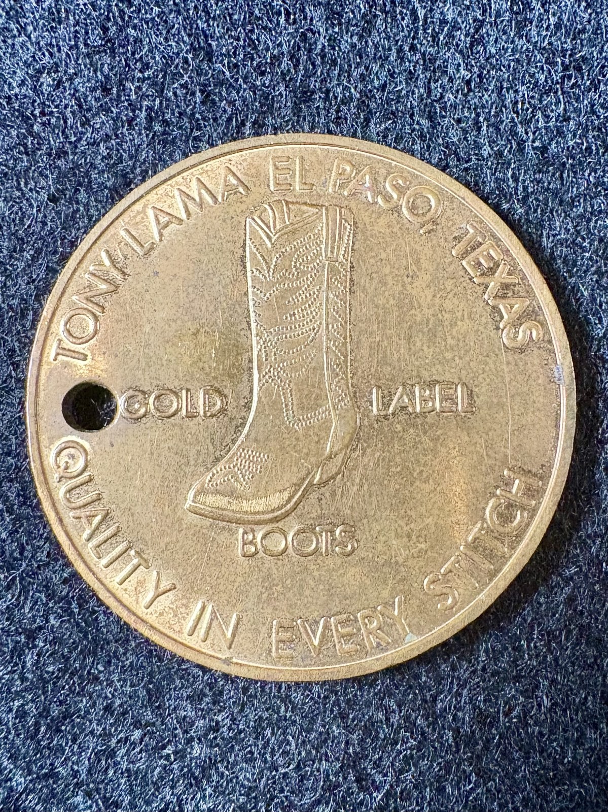 Vintage Tony Lama Gold Label Boots Advertising Token El Paso Texas Keychain