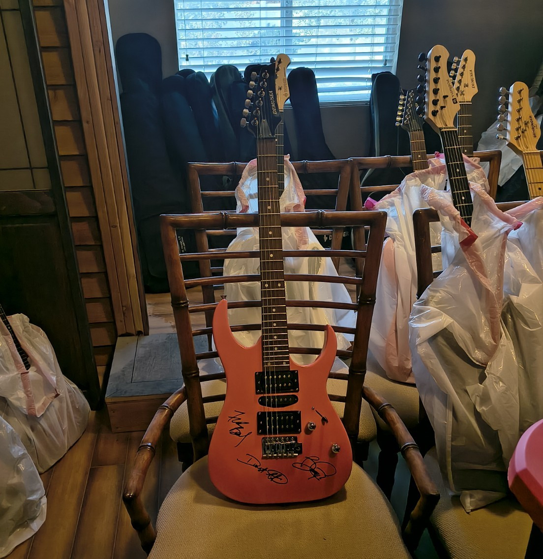 Zz Top Signed Pink Electric Guitar