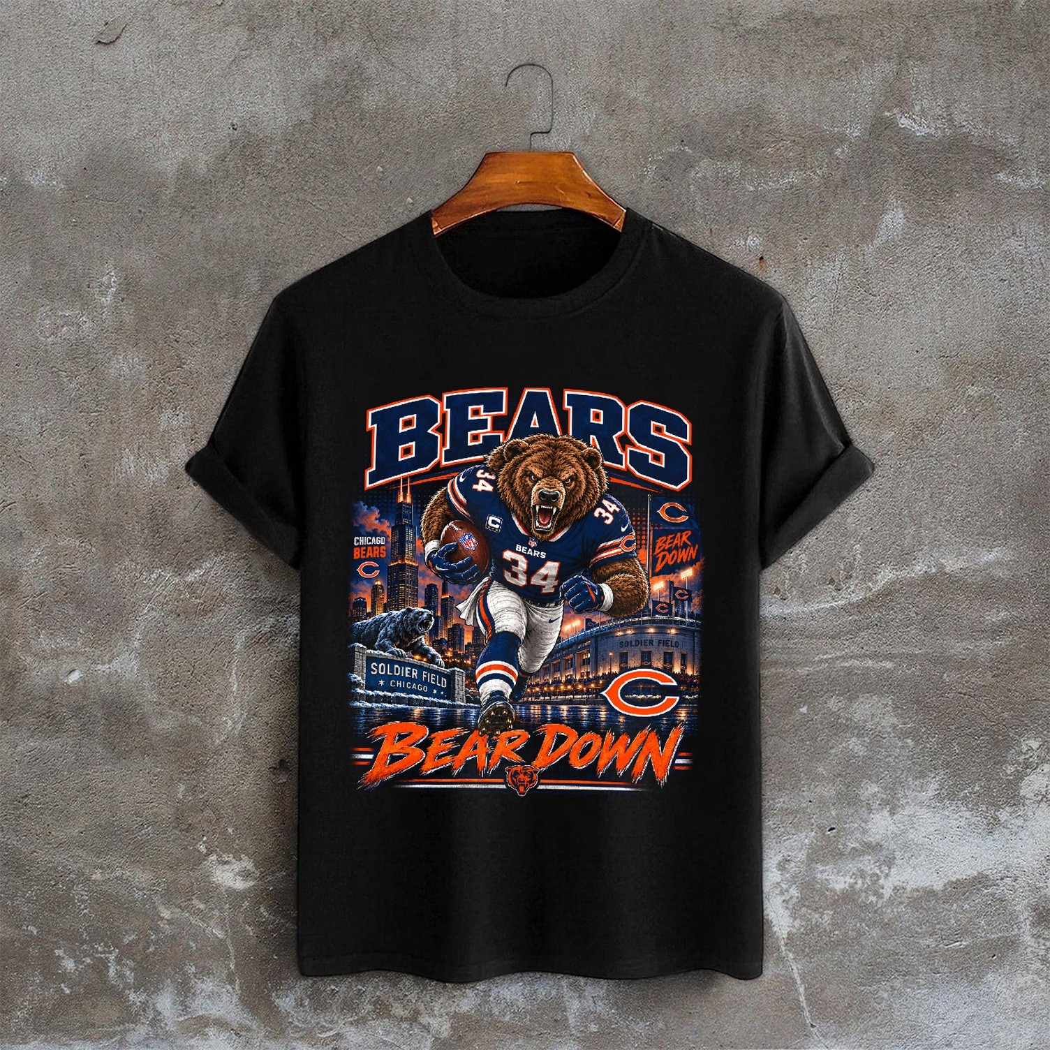 Chicago Bears Football Team Tshirt - Bear Down Tshirt Chicago Bears Football Team Tshirt - Bear Down Tshirt