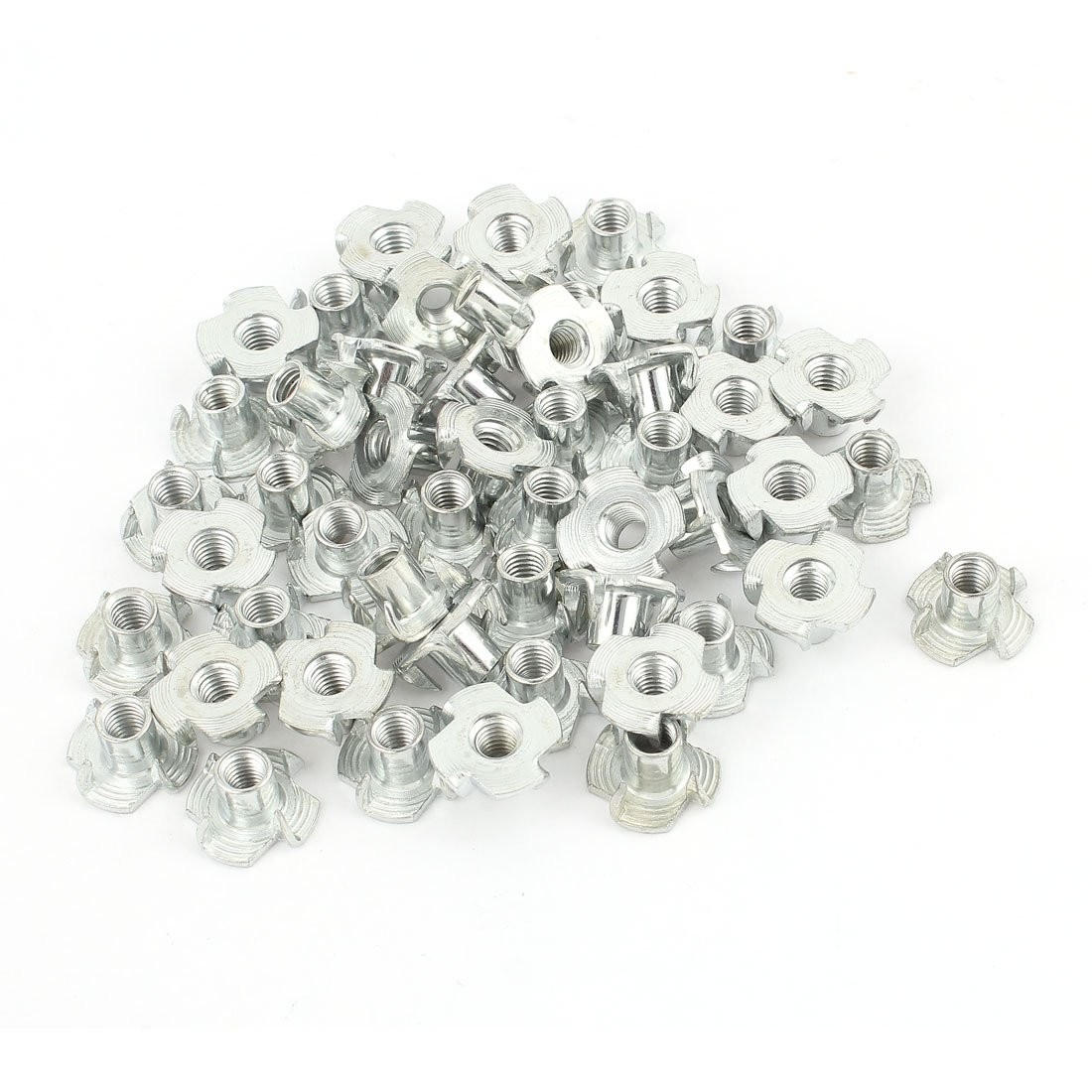 uxcell 50Pcs Carbon Steel Zinc Plated M5 x 8mm 4 Pronged Tee Nut T-Nut