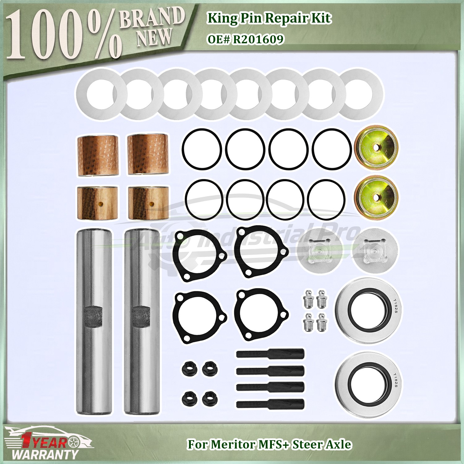 NEW R201609 King Pin Kit for Meritor MFS+ Front Axle Double Draw Key Composite