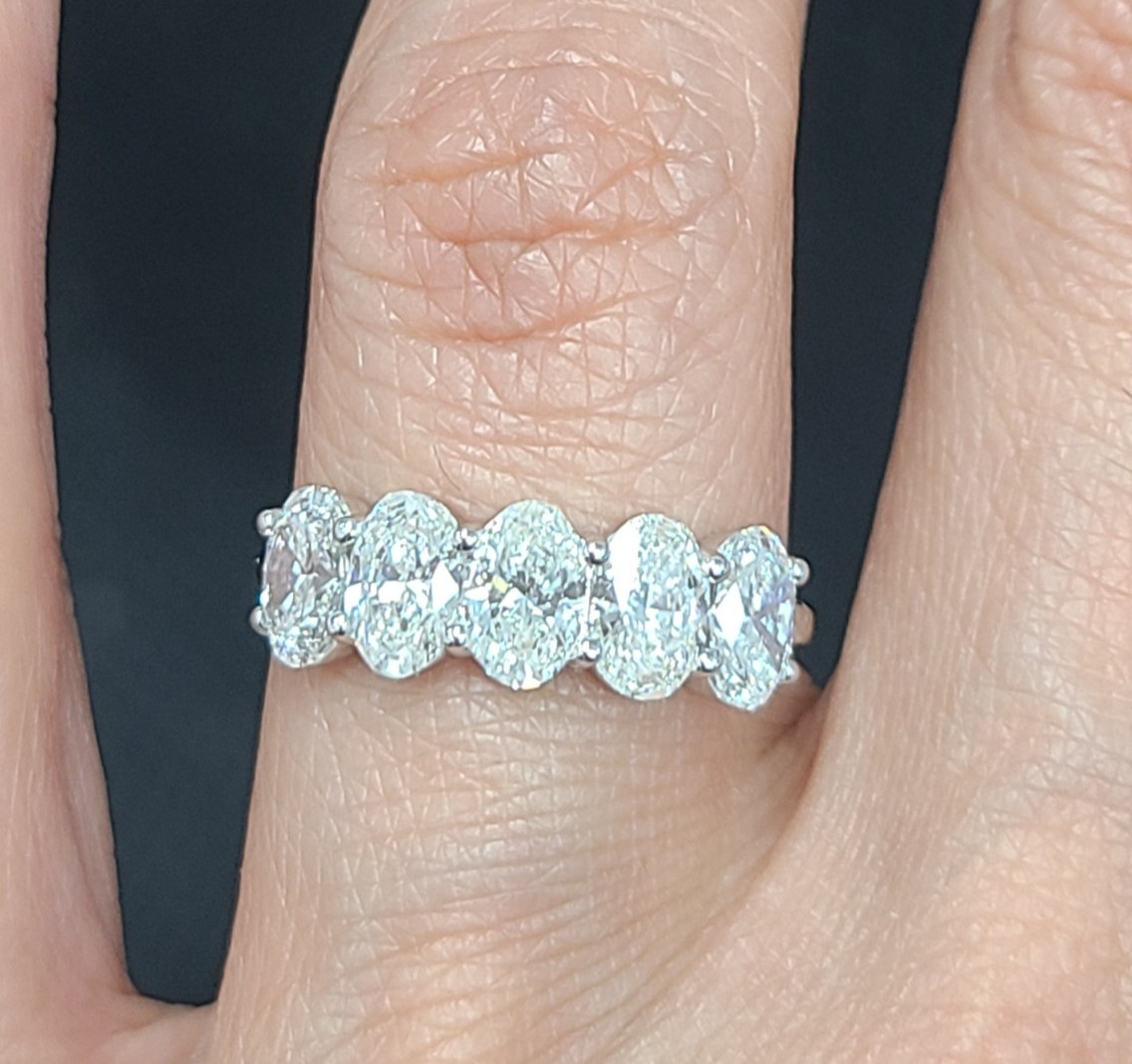 DEAL 2.00CTW LAB CREATED 5 OVAL DIAMONDS RING 14K GOLD EGL CERTIFIED DEAL 2.00CTW LAB CREATED 5 OVAL DIAMONDS RING 14K GOLD EGL CERTIFIED