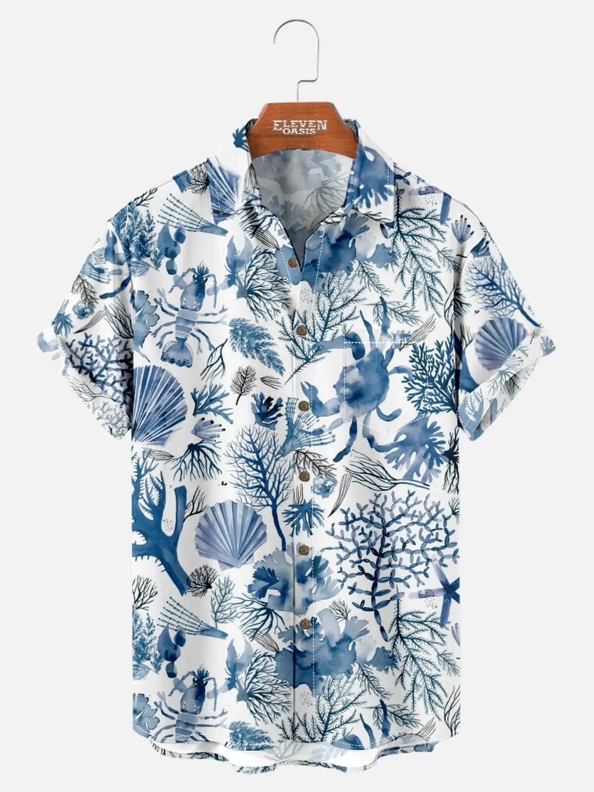 Ocean Reef Marine Life Mens Hawaiian Short Sleeve Shirt Summer Resorts DUTY PAID