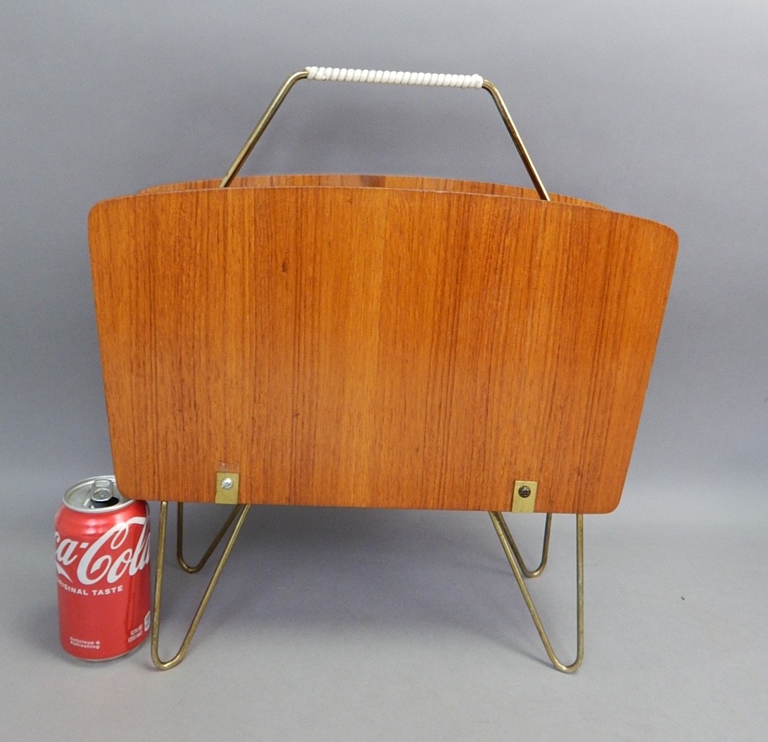 1960s Mid Century MCM Magazine Rack Stand Teak Wood Hairpin Legs 1960s Mid Century MCM Magazine Rack Stand Teak Wood Hairpin Legs