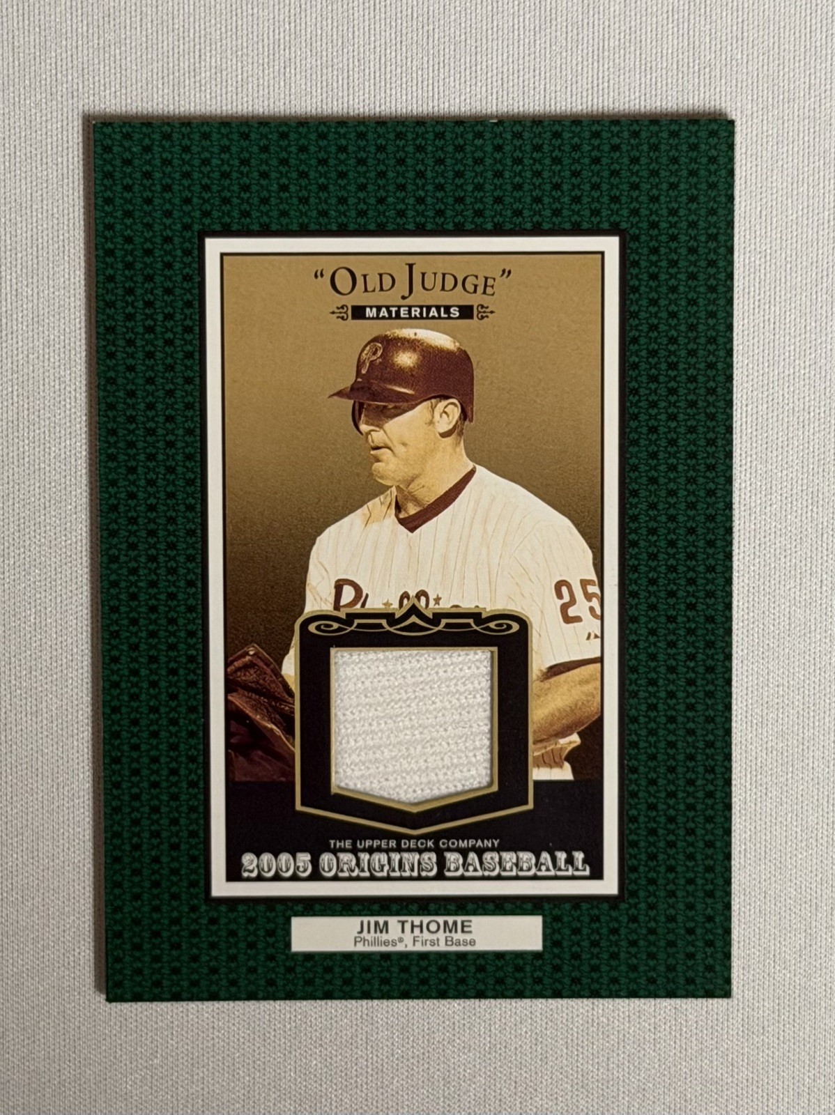 2005 Upper Deck Origins Jim Thome #ON-JT Old Judge Materials - Phillies 2005 Upper Deck Origins Jim Thome #ON-JT Old Judge Materials - Phillies