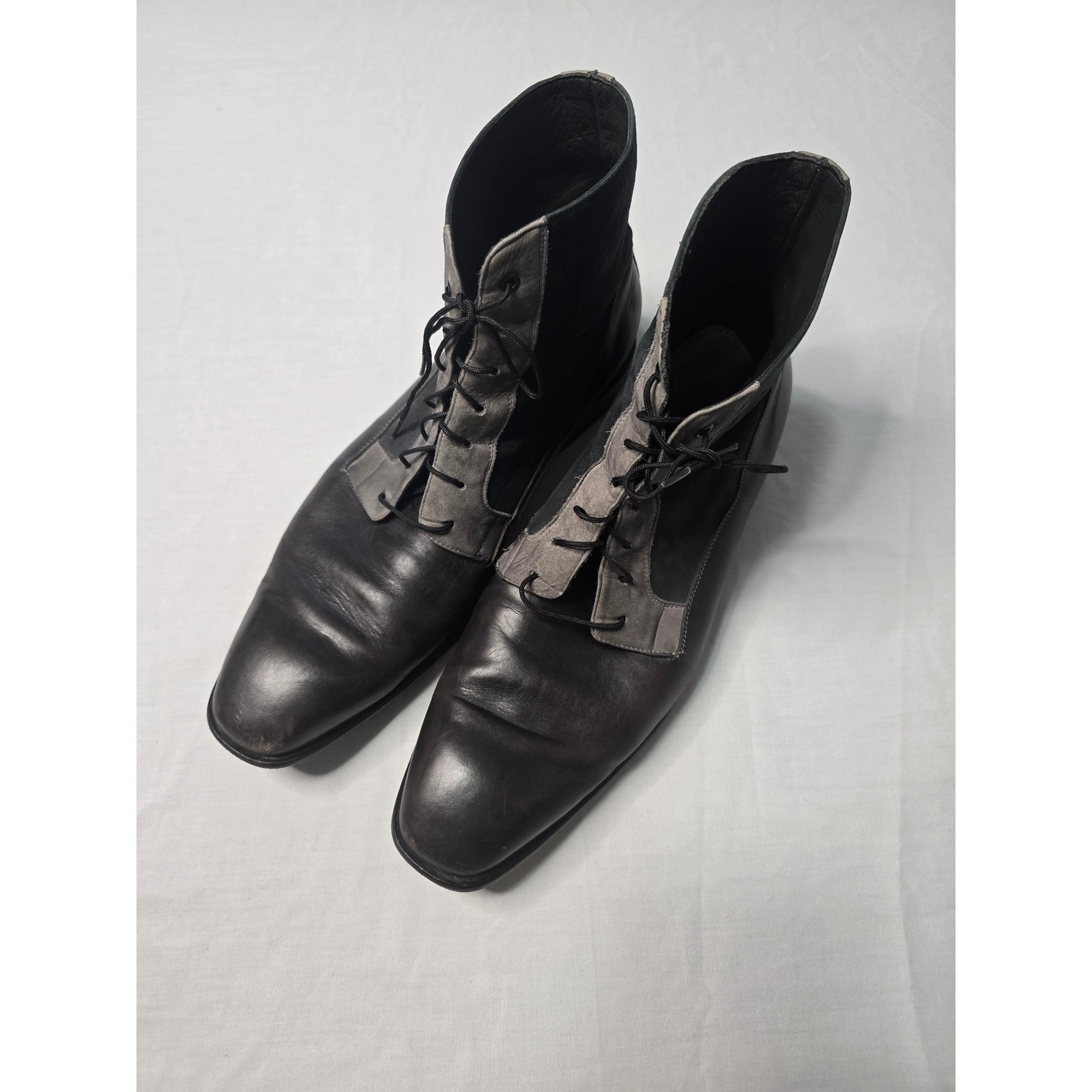 Franco Cuadra Mens Black Grey Leather Lace Up Ankle Boots Size 28 US 9 EUC Franco Cuadra Mens Black Grey Leather Lace Up Ankle Boots Size 28 US 9 EUC