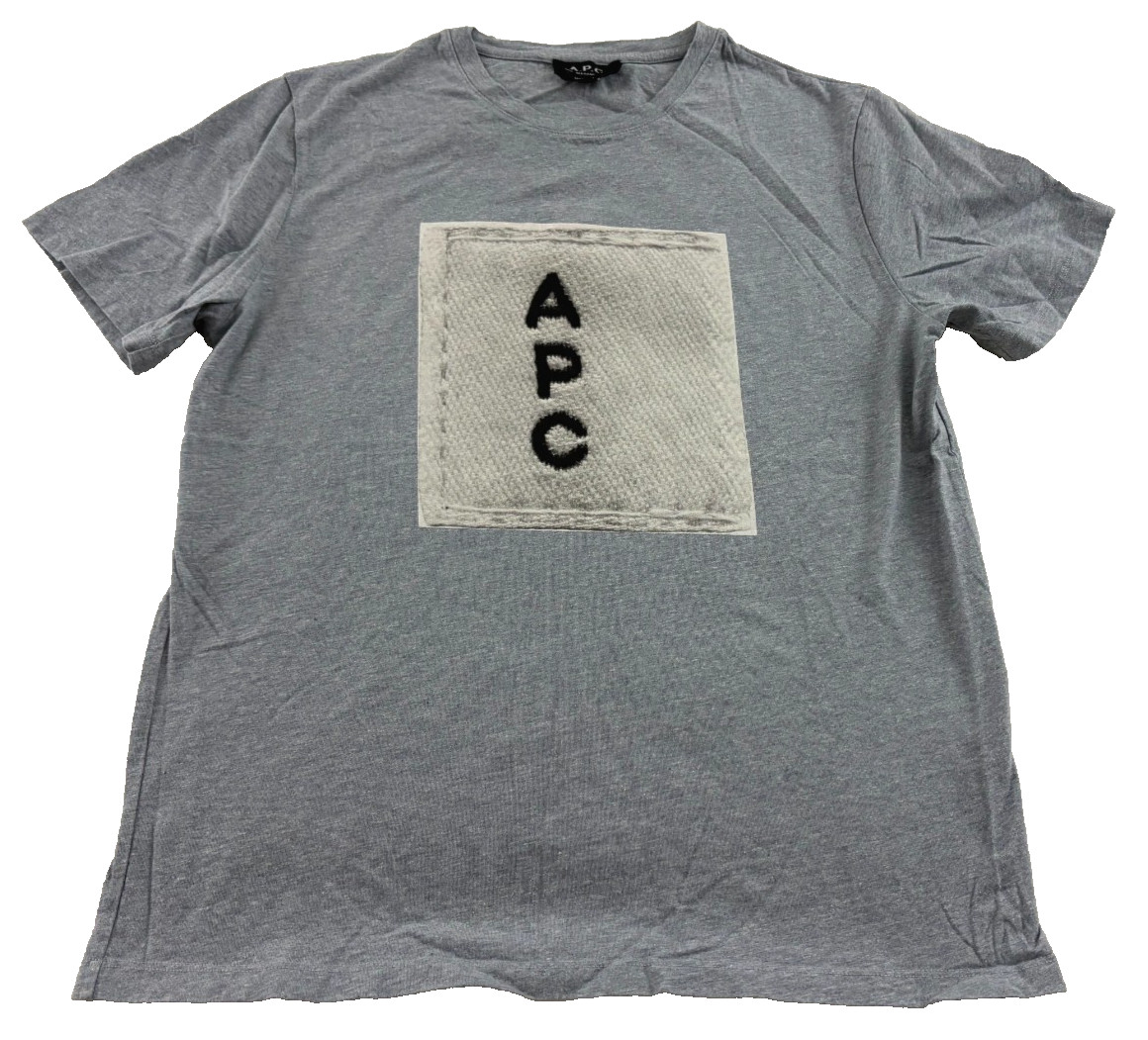 A.P.C. Rue Madame Paris Size Small Gray Graphic Print Tee Shirt