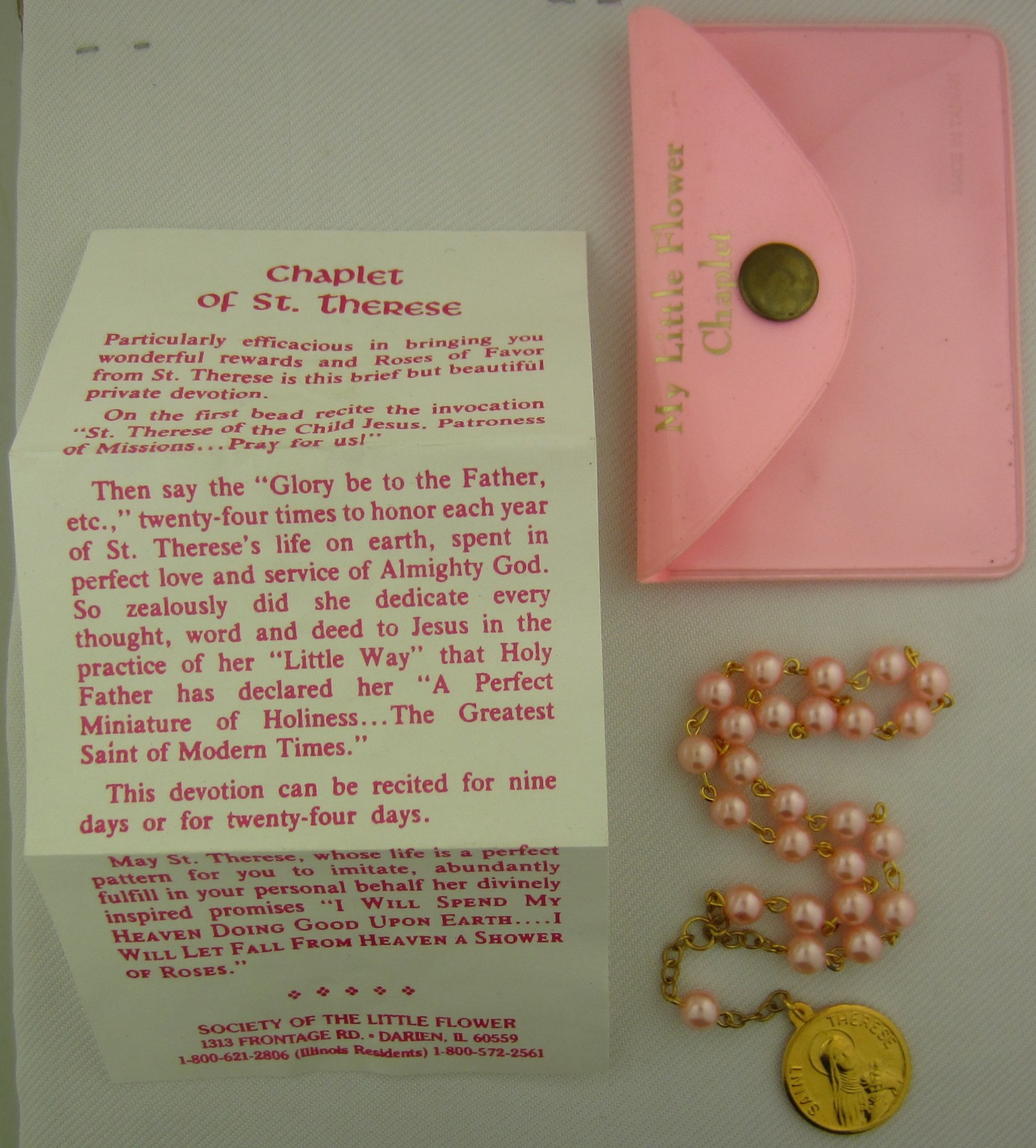 Vintage Saint Therses Chaplet Plastic Case and Prayer Catholic Little Flower