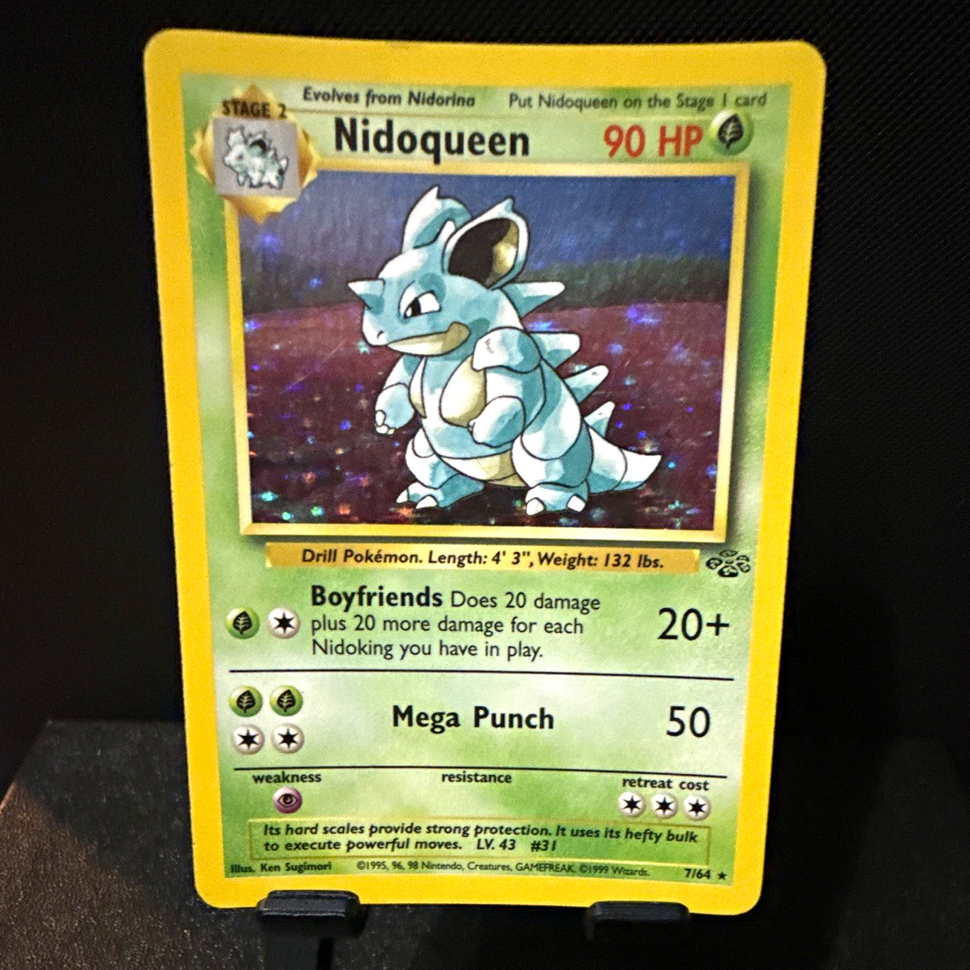 Wizards of the Coast Nidoqueen 07/64 Jungle Holo Rare Unlimited 1999 LP-MP Wizards of the Coast Nidoqueen 07/64 Jungle Holo Rare Unlimited 1999 LP-MP