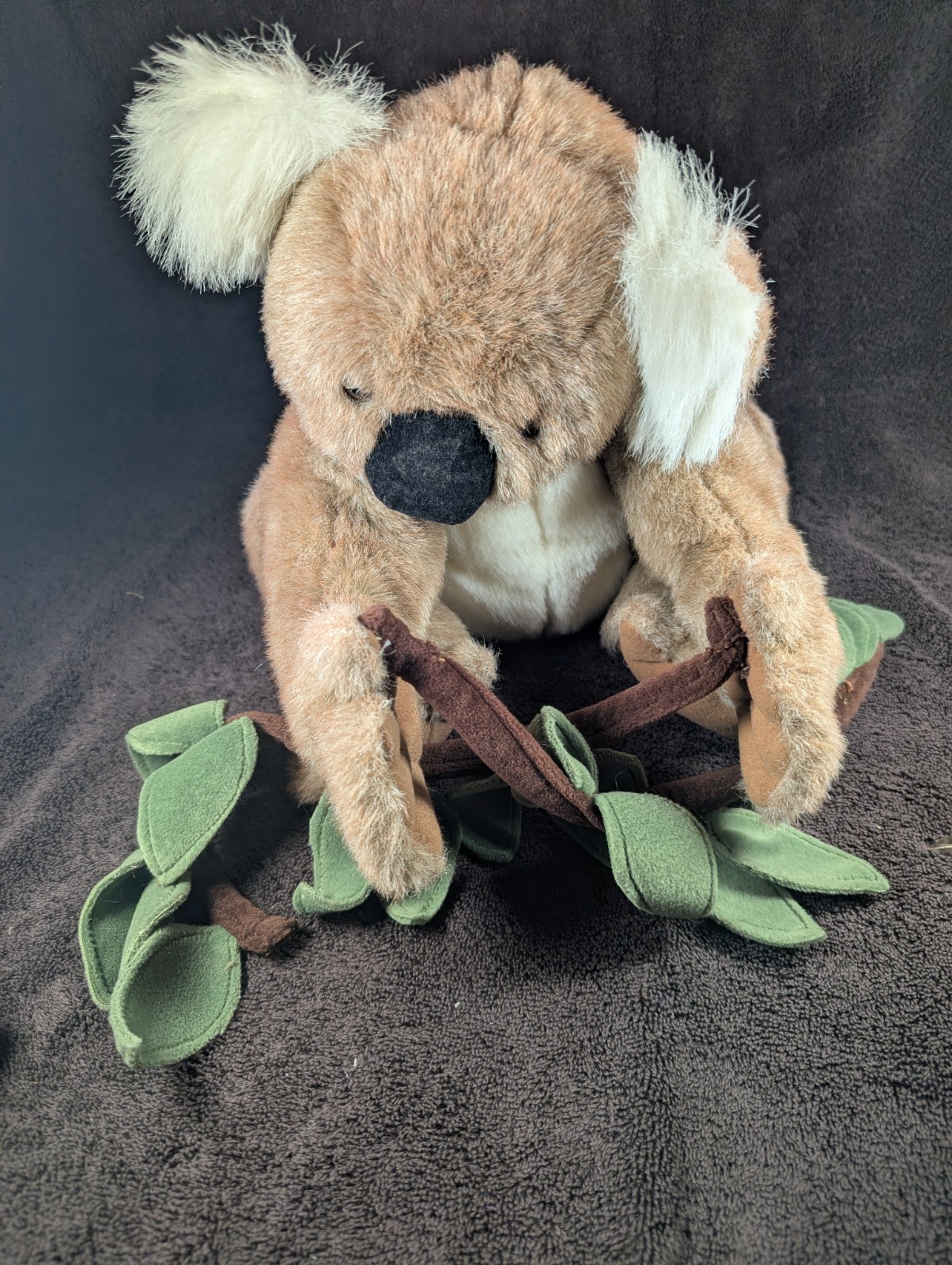 Folkmanis Koala Plush Hand Puppet w Eucalyptus Branch. Aussie Marsupial. 14”