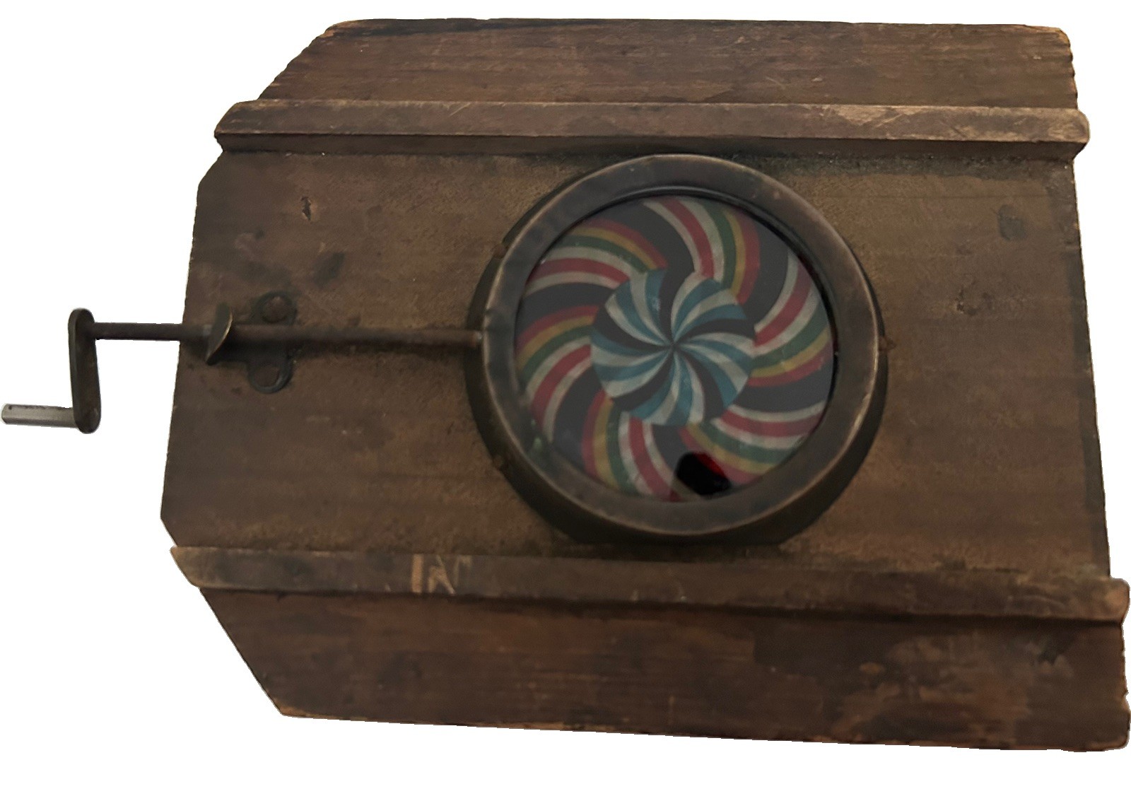 Antique, Mechanical Turn Crank Kaleidoscope Chromatrope  Magic Lantern Slide. 