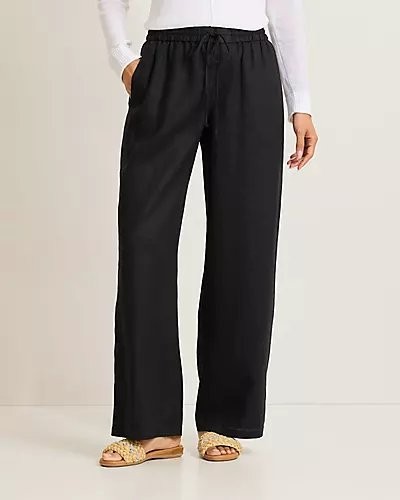 Tommy Bahama Women\'sTwo Palms High-Rise Linen Easy Pants, Black