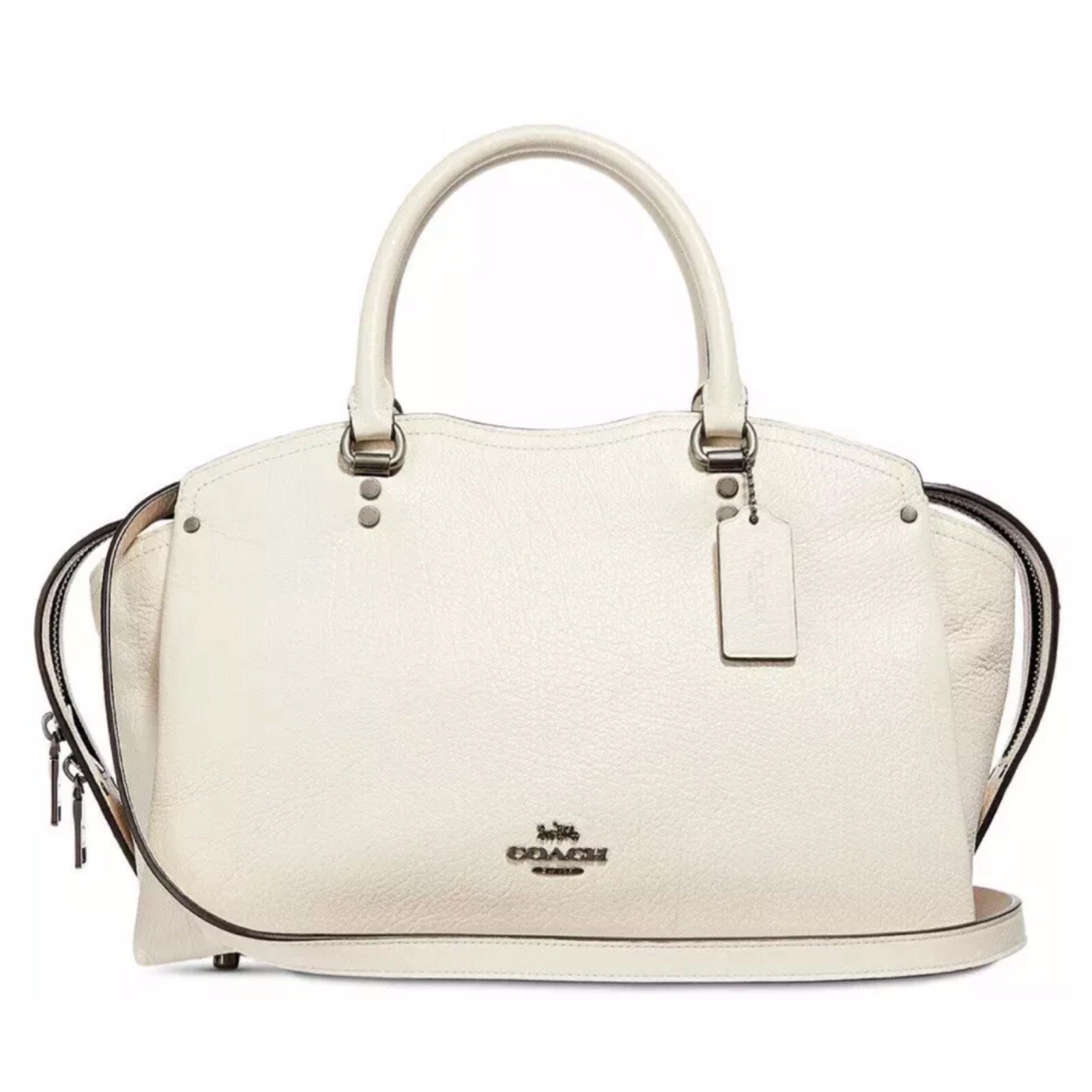 New coach Drew Satchel in Pebble Leather Snakeskin Detailbag 67710 chalk $450
