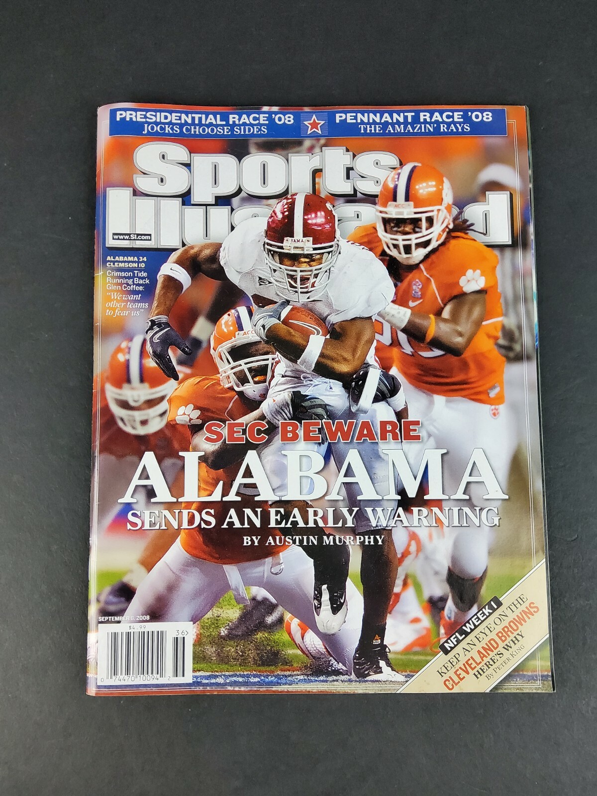 SPORTS ILLUSTRATED SEPTEMBER 8 2008 SEC BEWARE ALABAMA Glen Coffee NO LABEL 🏈