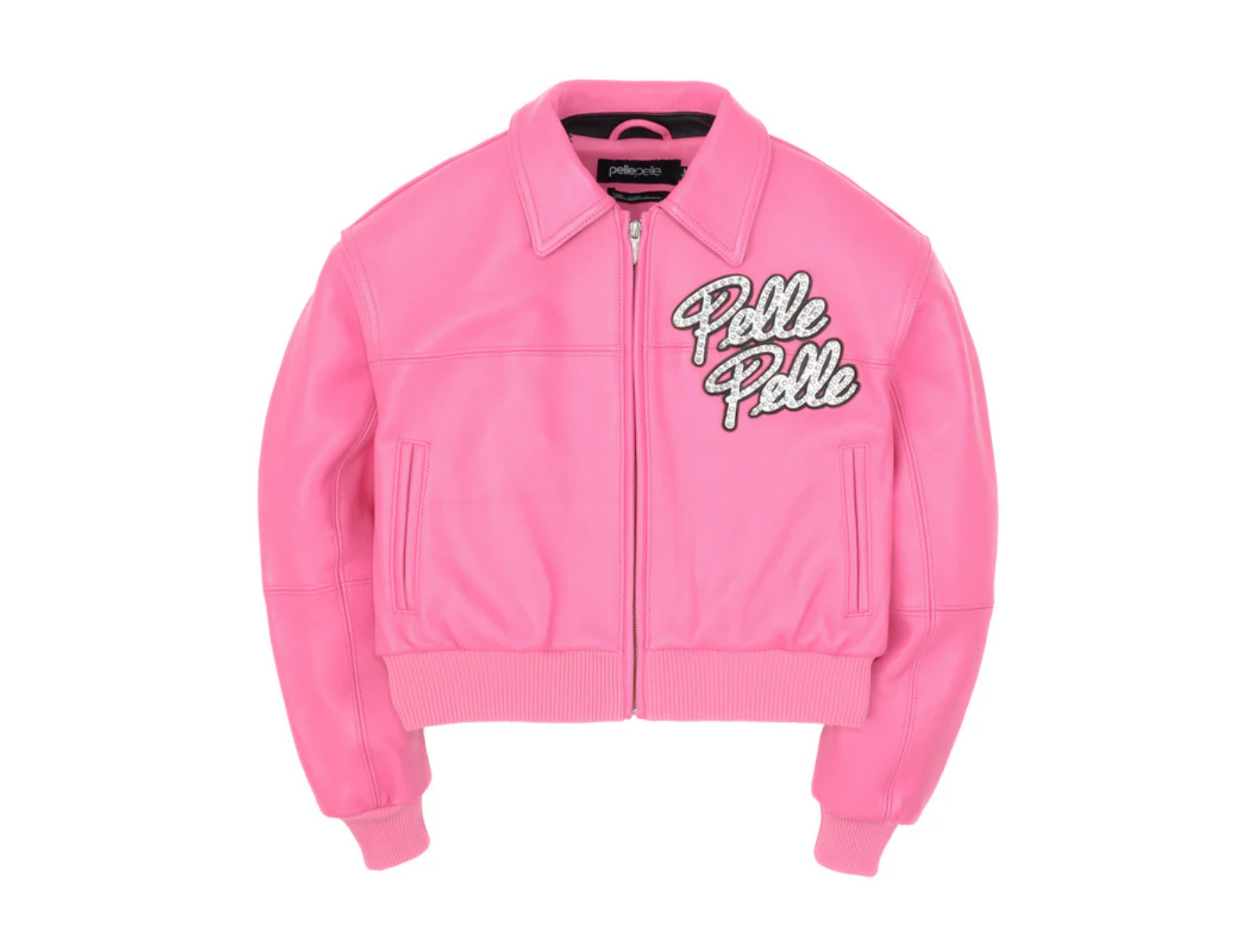 Women\'s Pink Leather Jacket Soda Club Pink Doll World Tour Biker Coat