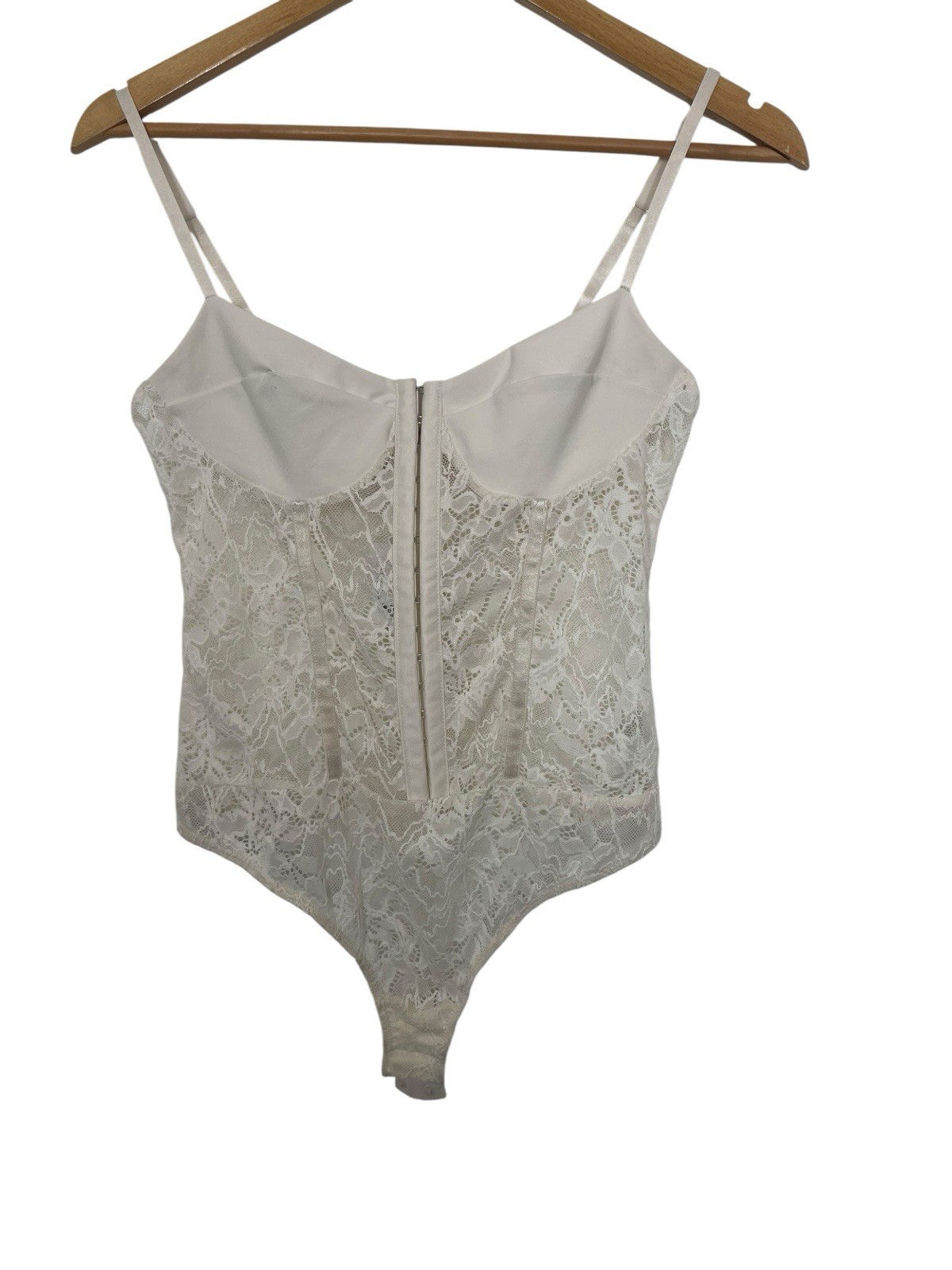 Intimately Free People Night Rhythm Bodysuit Ecru Floral Mesh Corset Size Medium