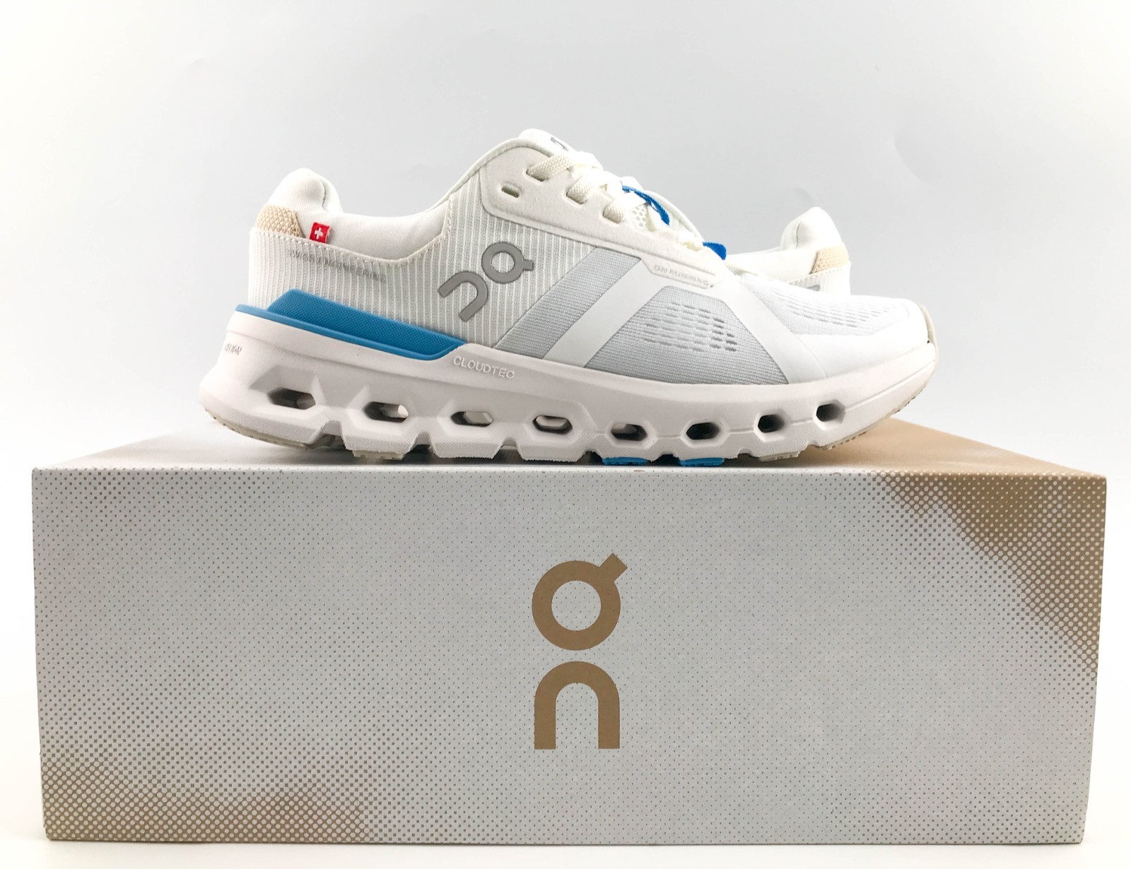 ON Cloudrunner 2 White/Blue Women's Super Foam 360° Comfort Running Sneakers