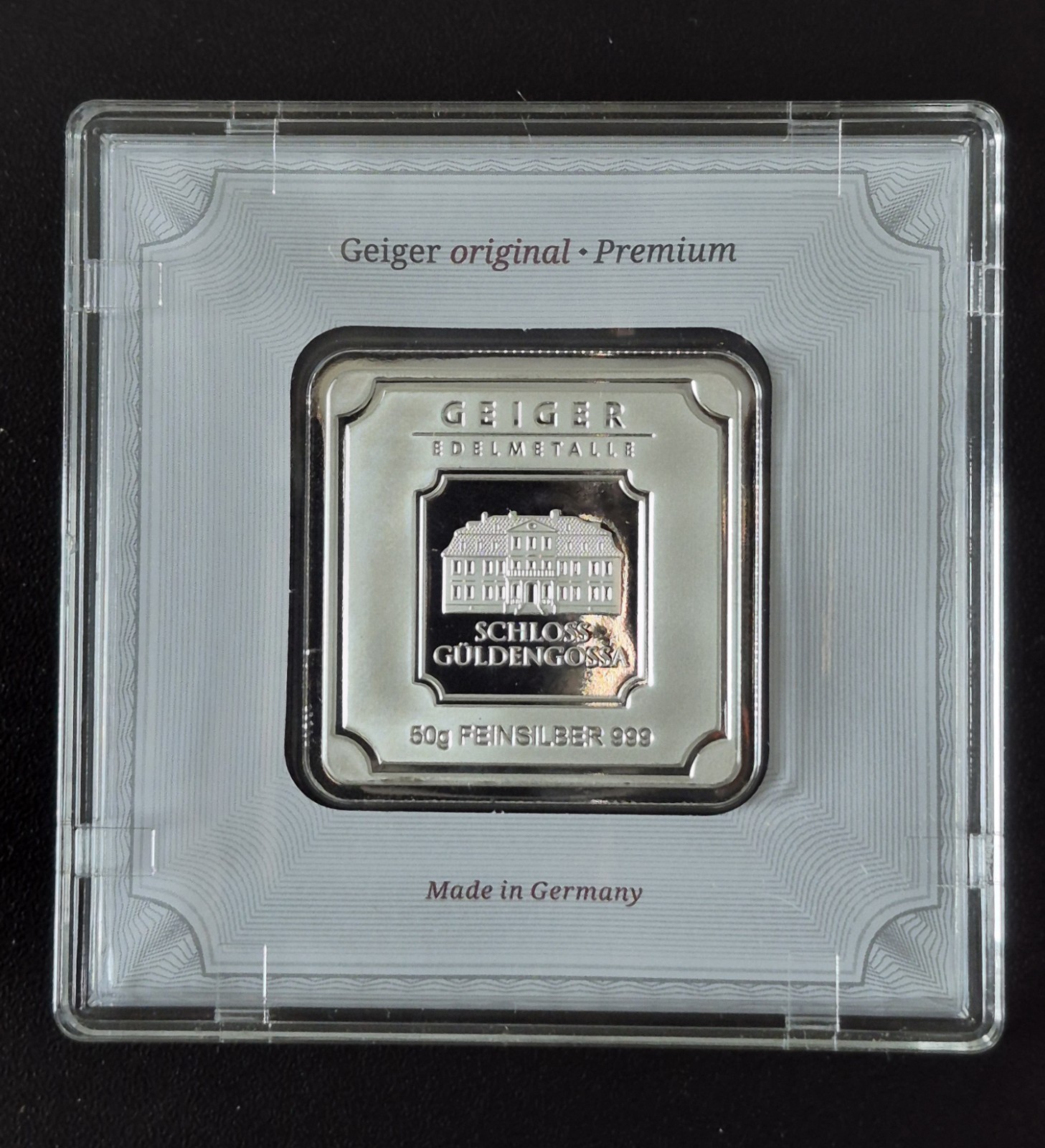 50gm Geiger Edelmetalle .999 Fine Silver Bar - Sealed with COA CV397412