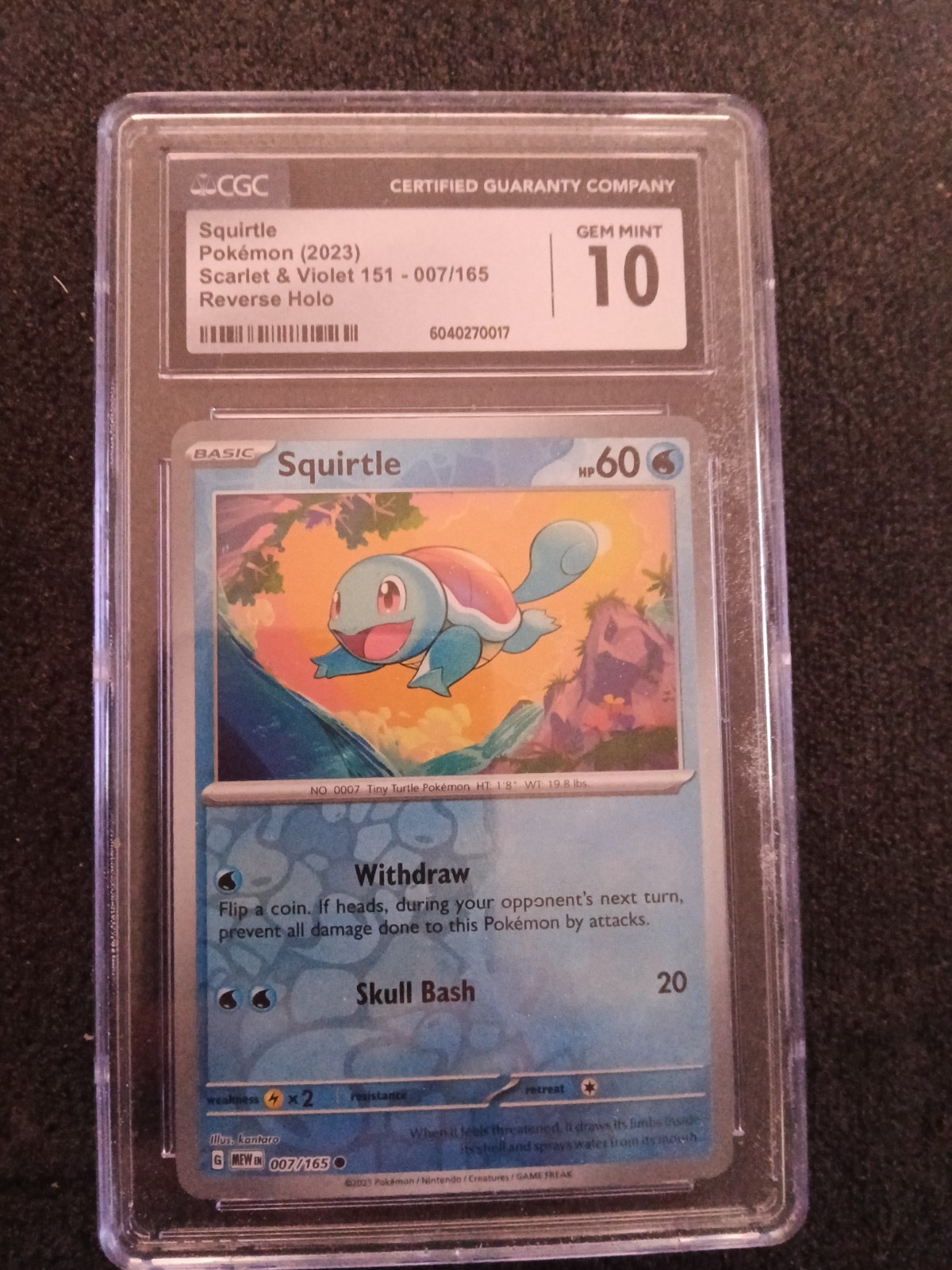 2023 POKEMON MEW EN-151 POKEMON CENTER 151 PRE-ORDER PROMO #007 SQUIRTLE Cgc 10