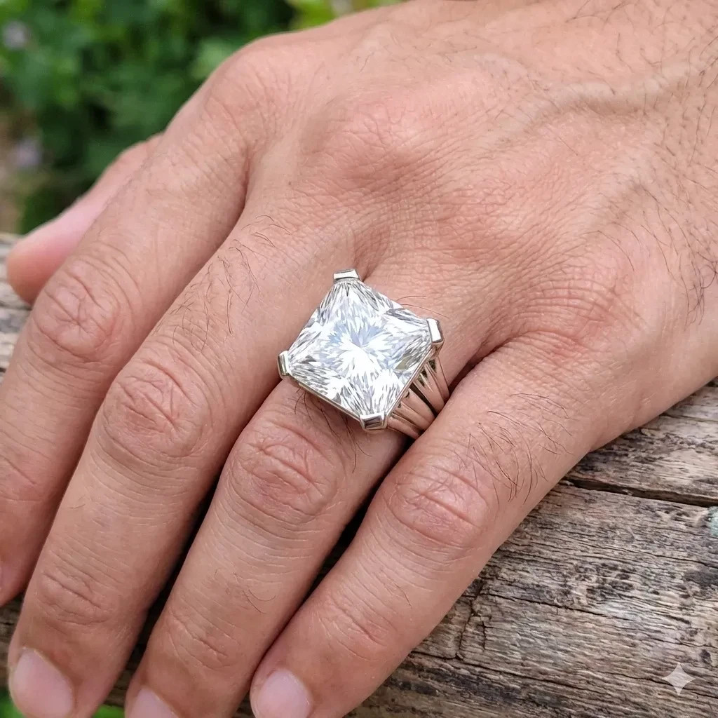 RARE Certified 19.30 Ct Diamond Solitaire Men's Ring  FREE Tariffs & Shipping