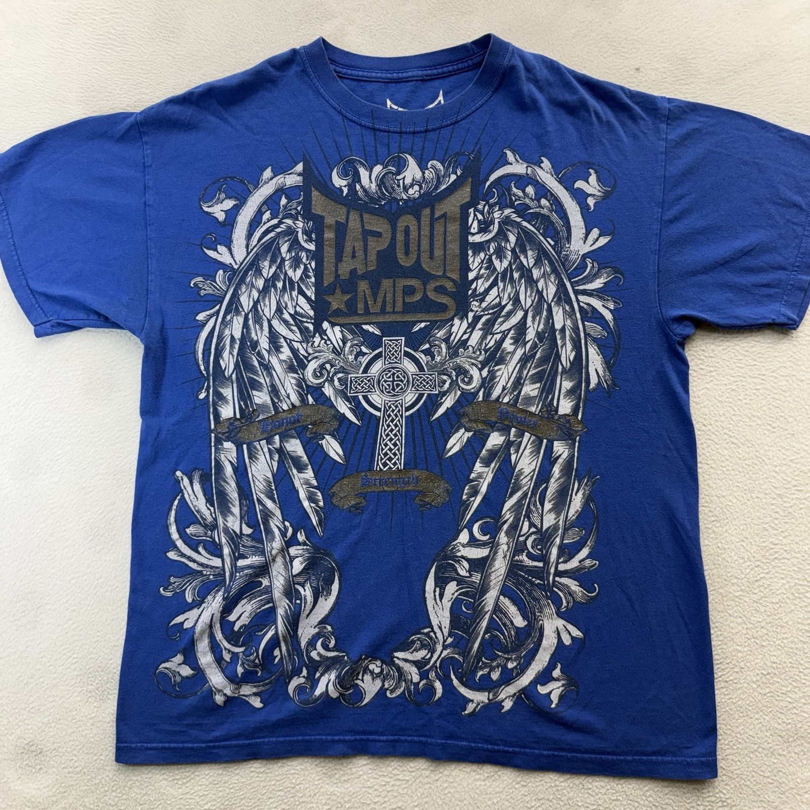 Tapout MPS Y2K T Shirt L Gothic Blue All Over Graphic AOP Distressed Tapout MPS Y2K T Shirt L Gothic Blue All Over Graphic AOP Distressed