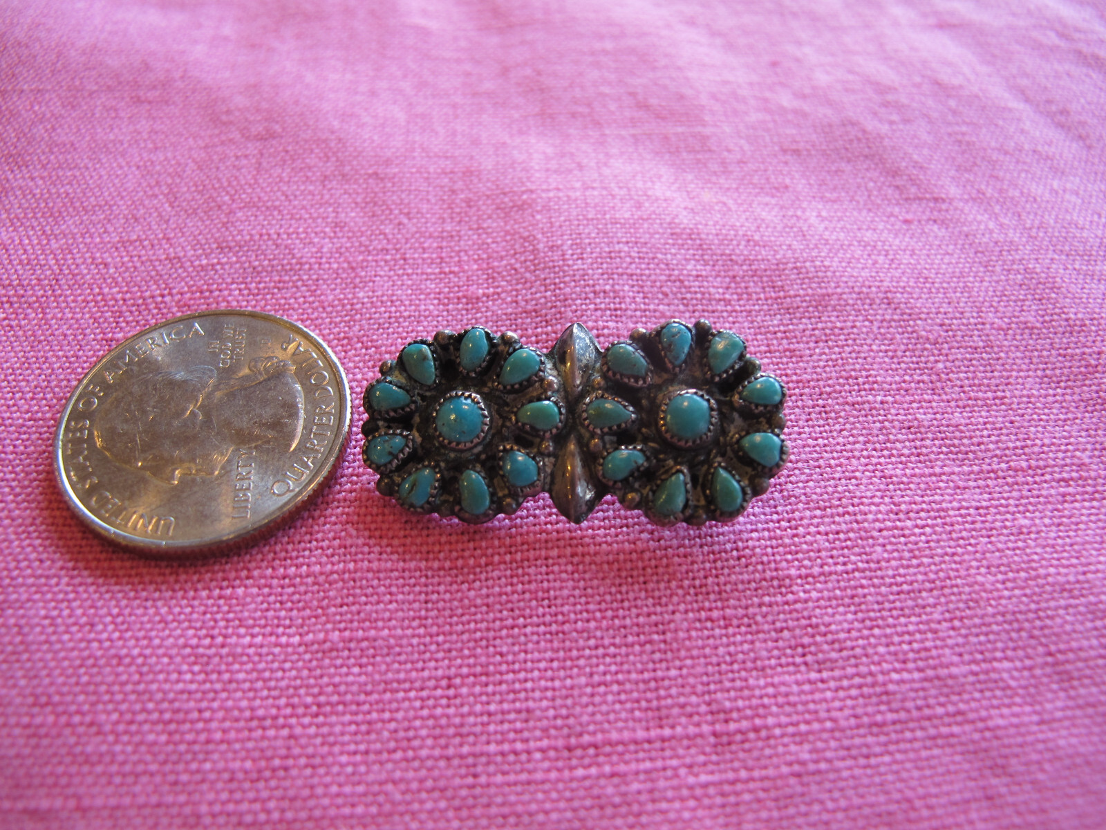 Navajo Pin~RARE Vintage Silver & Turquoise Childs jewelry Old Pawn~FREE H