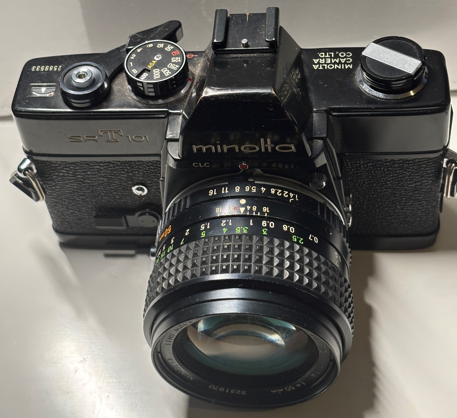 Minolta SRT 101 Black 35mm Camera MC Rokkor-PF 58mm f/1.4 Lens Tested