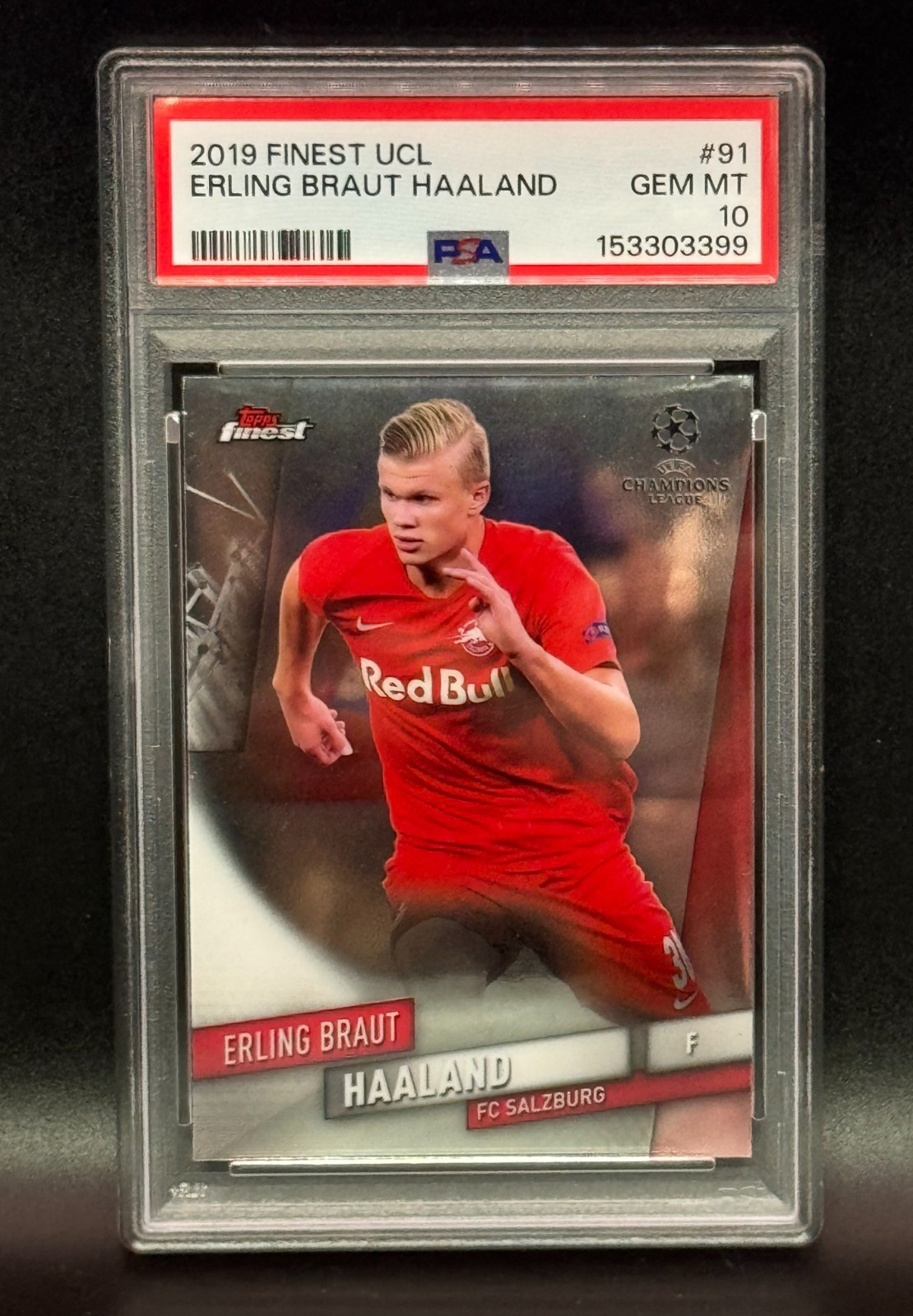 Erling Braut Haaland 2019-20 Topps Finest UCL Rookie #91 PSA 10 Gem Mint RC