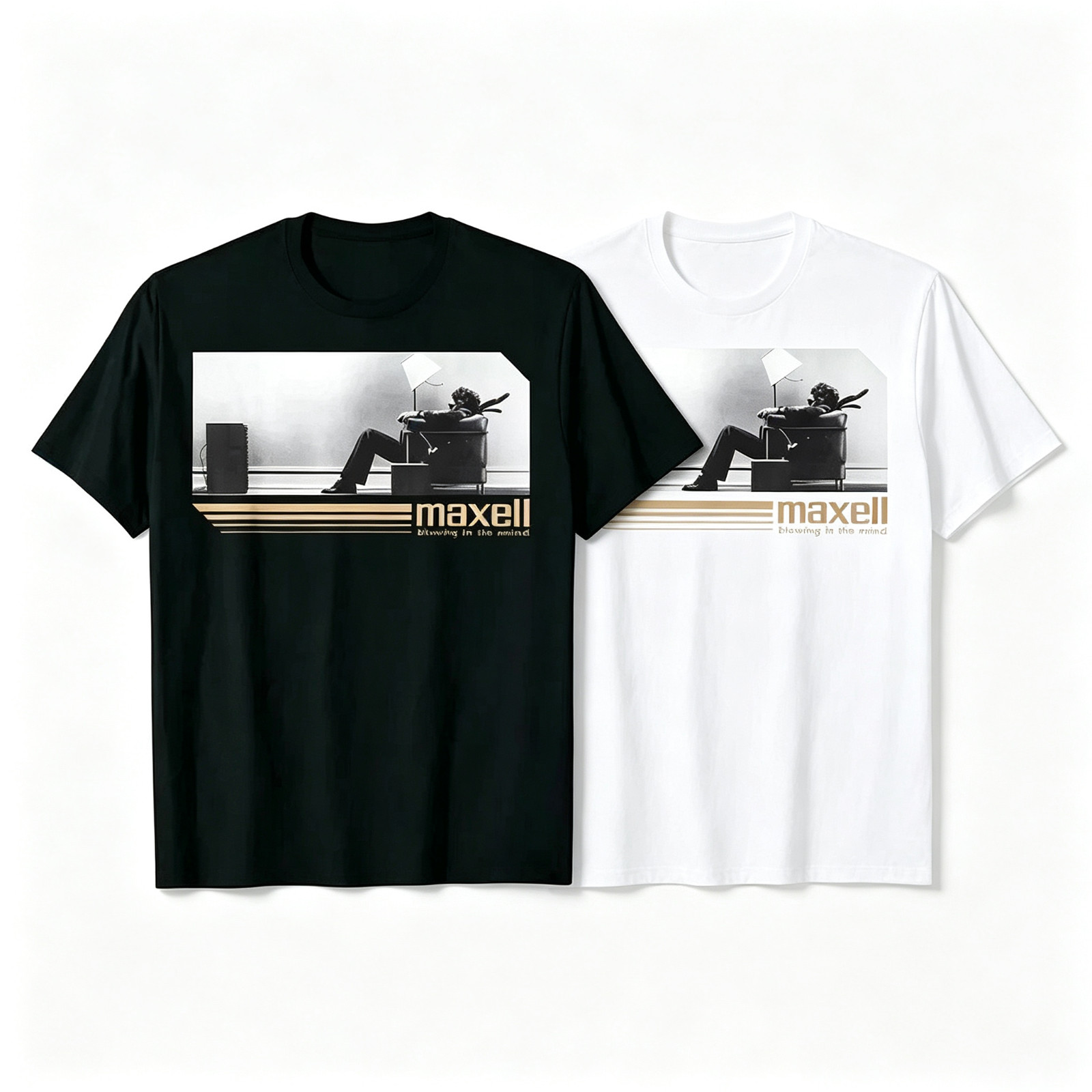 Maxell Blown Away Classic Vintage Audio Ad Graphic T-Shirt SIZE S-5XL