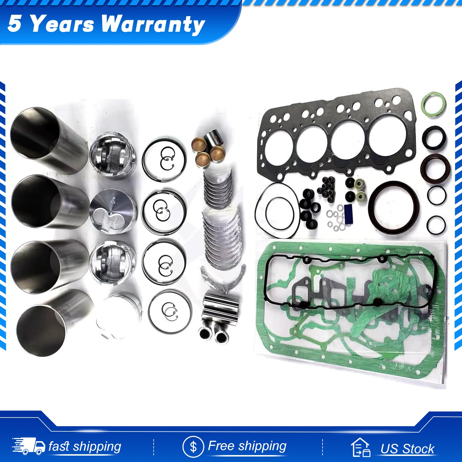 1DZ-II 1DZ-2 Engine Overhaul Rebuild Kit w Pistons Bearings For Toyota 7-8FD SDK
