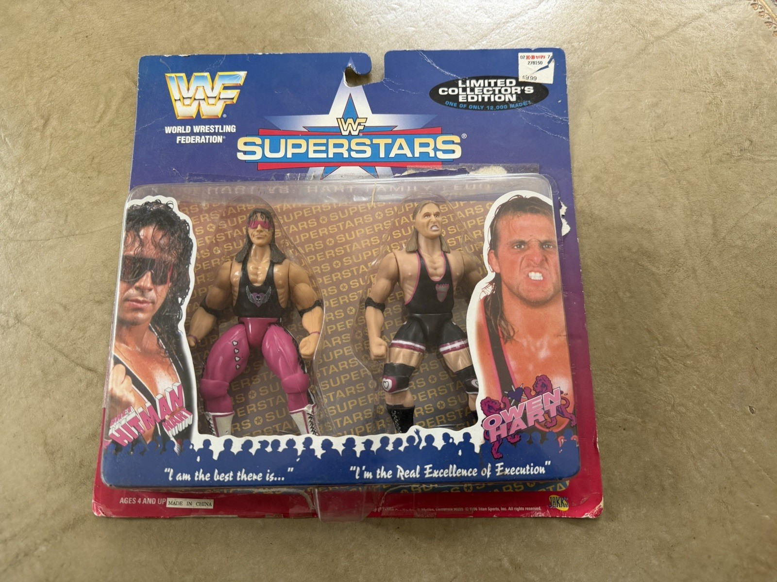 WWF Bret & Owen Hart Jakks Family Feud BCA Wrestling Figure 1996 Hitman supersta