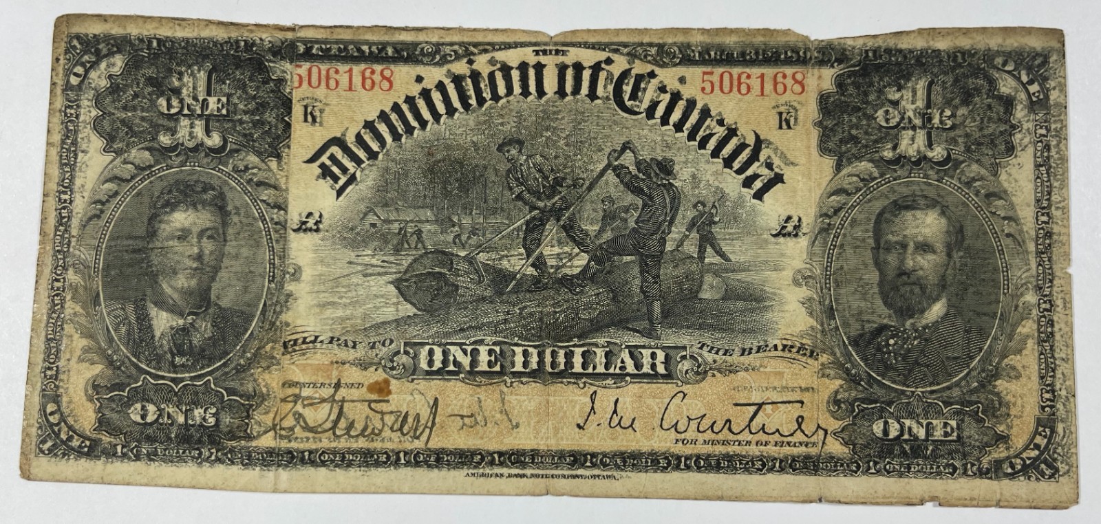 1898 Canadian $1 Lower grade. (#957) But has  nicer obverse color than would