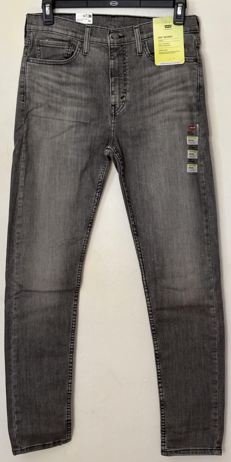 Mens LEVI\'S 510 Skinny Stretch Flex Black Jeans Size 32 x 34 Mens LEVI\'S 510 Skinny Stretch Flex Black Jeans Size 32 x 34