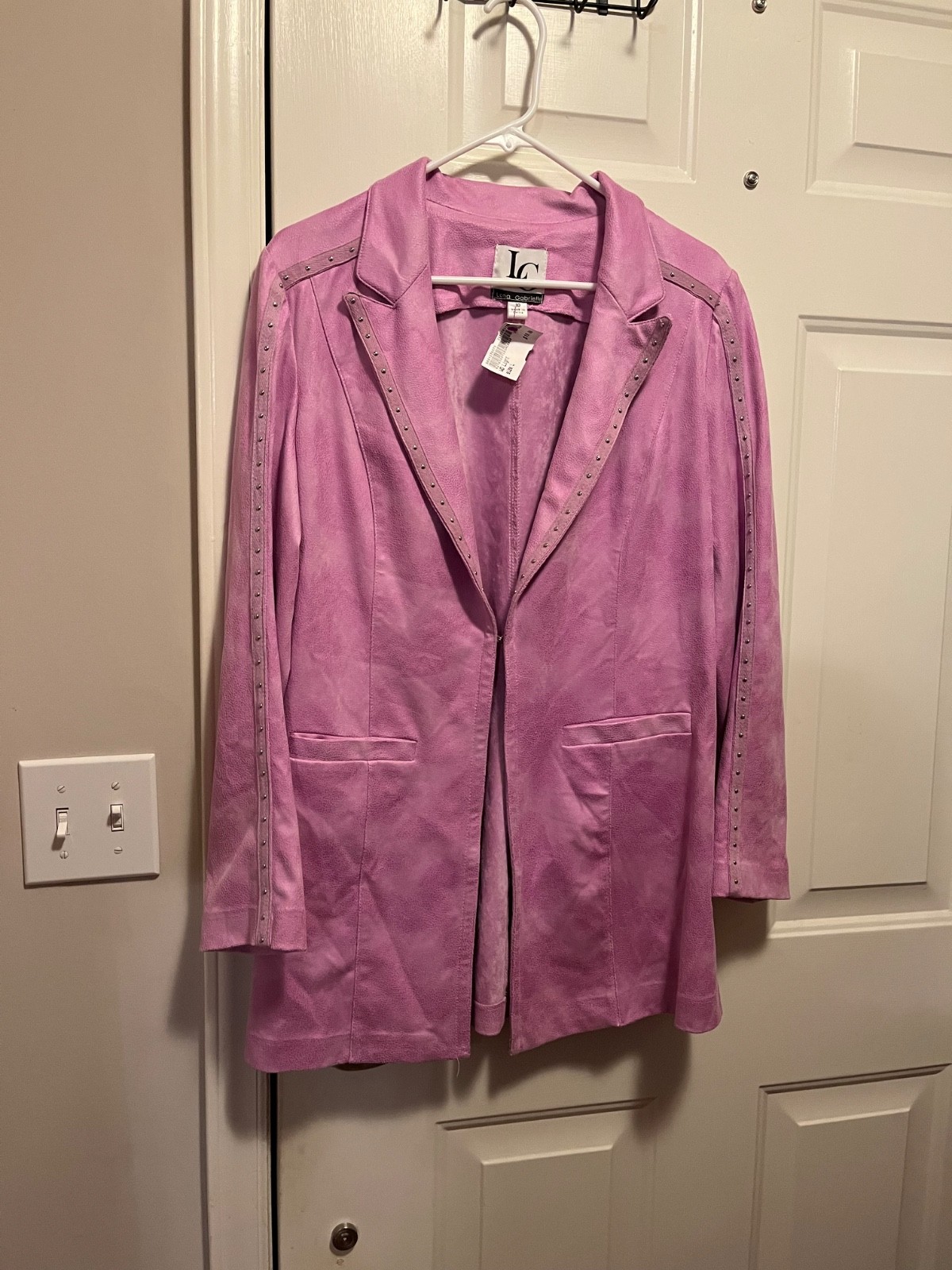 Vtg Lena Gabrielle Womens Sz 10 Pink Faux Suede Studded Blazer Western Boho Glam Vtg Lena Gabrielle Womens Sz 10 Pink Faux Suede Studded Blazer Western Boho Glam