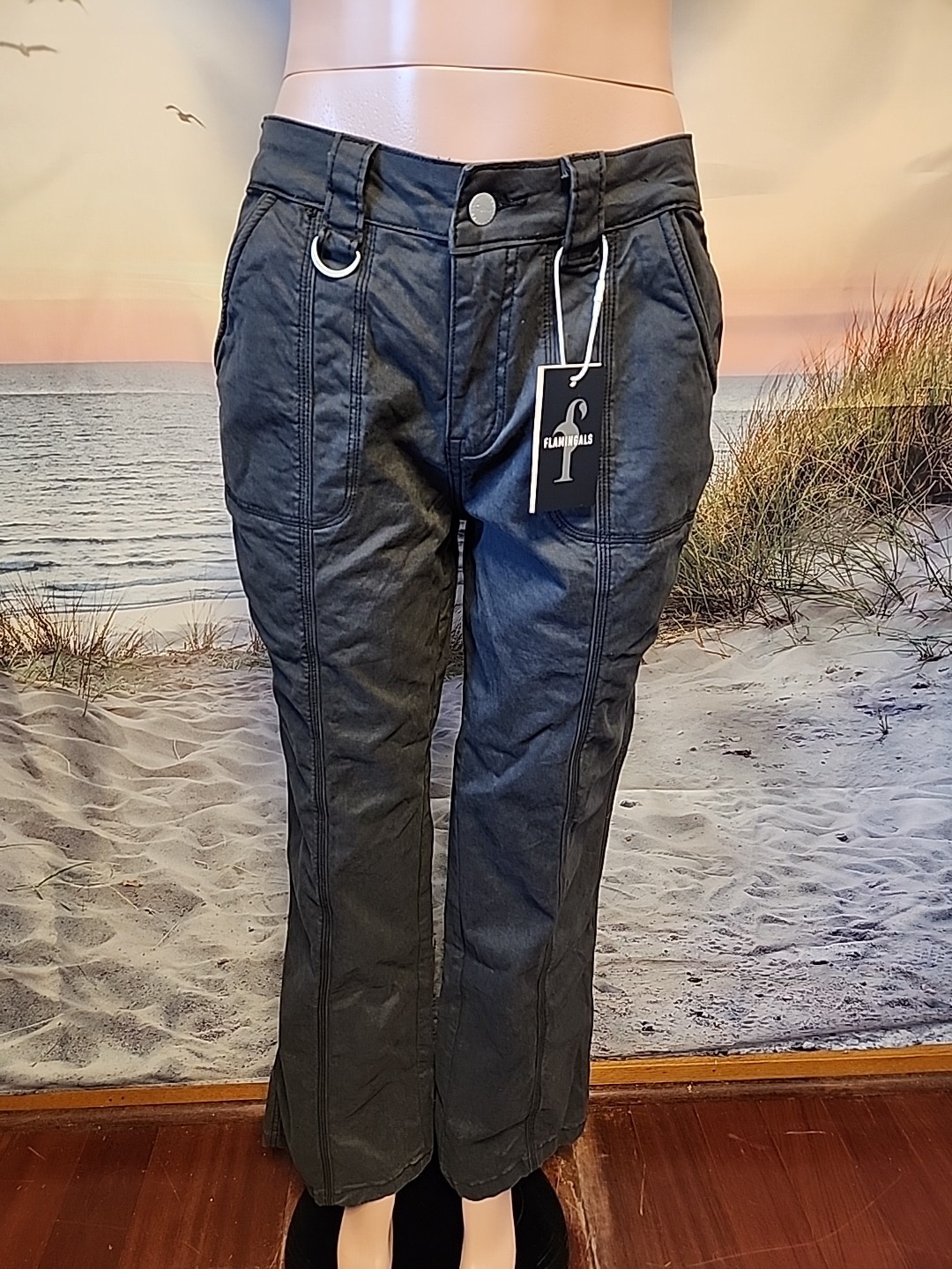 Nwt Flamingals Womens Gray Jeans 4 Pockets Size  SMALL #84977 Inseam 31