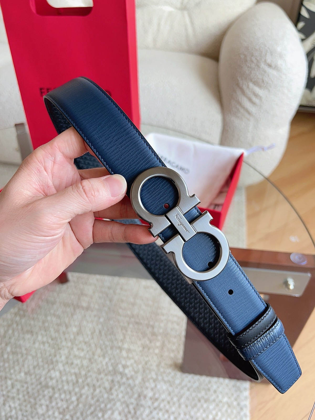 Reversible Salvatore Ferragamo Belt Handcrafted Genuine Italian Leather