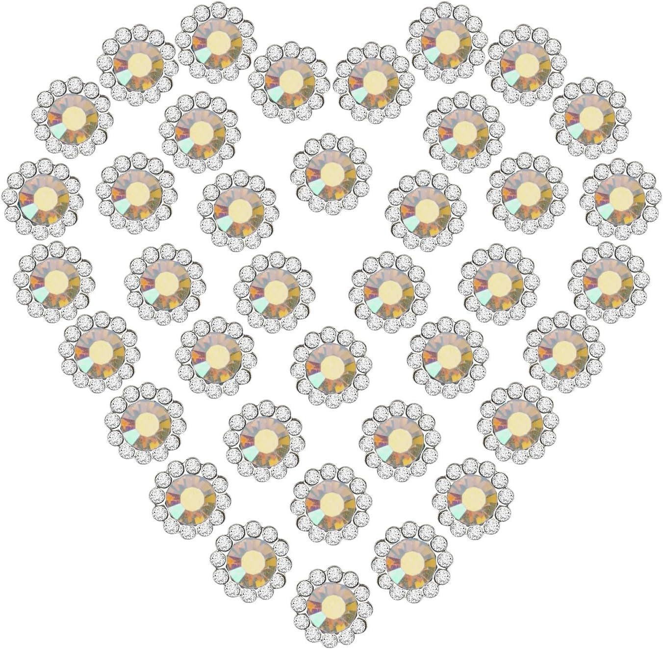 140Pcs Sew on Rhinestones, 12Mm Sunflower Claw Gems for Clothes