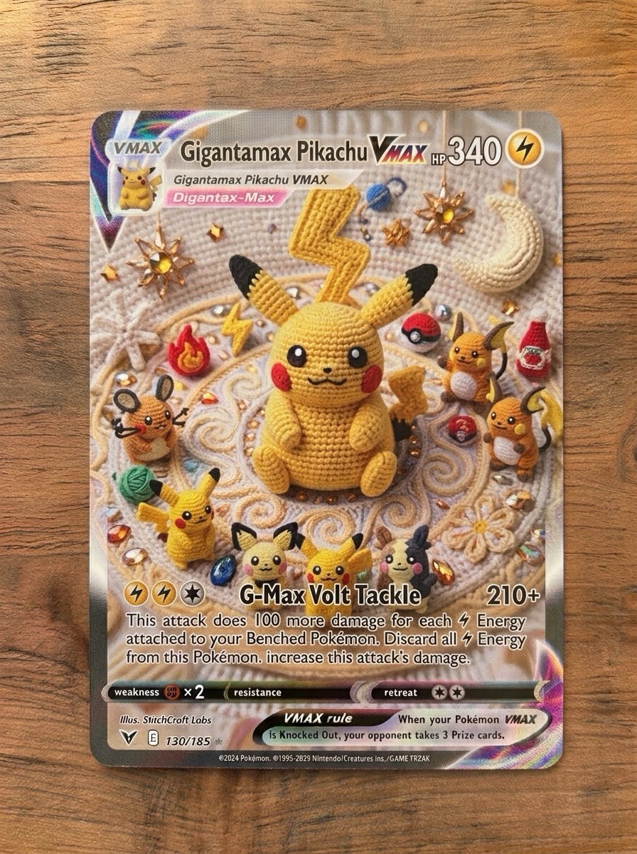 FAN ART: Pikachu Knitted Rug Original Art Promo Pokémon Unofficial FAN ART: Pikachu Knitted Rug Original Art Promo Pokémon Unofficial
