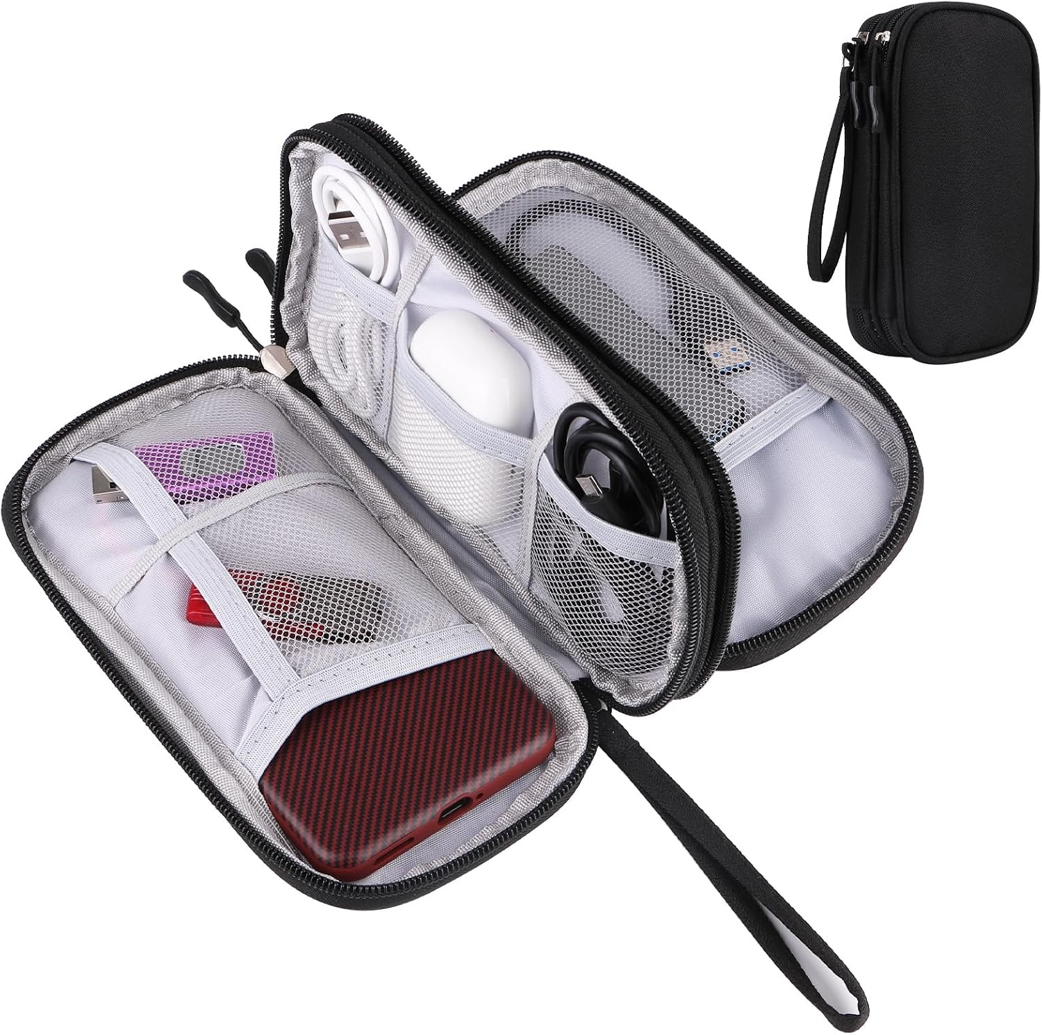 Organizador de cables de viaje - Bolsa para accesorios electrónicos - Negro