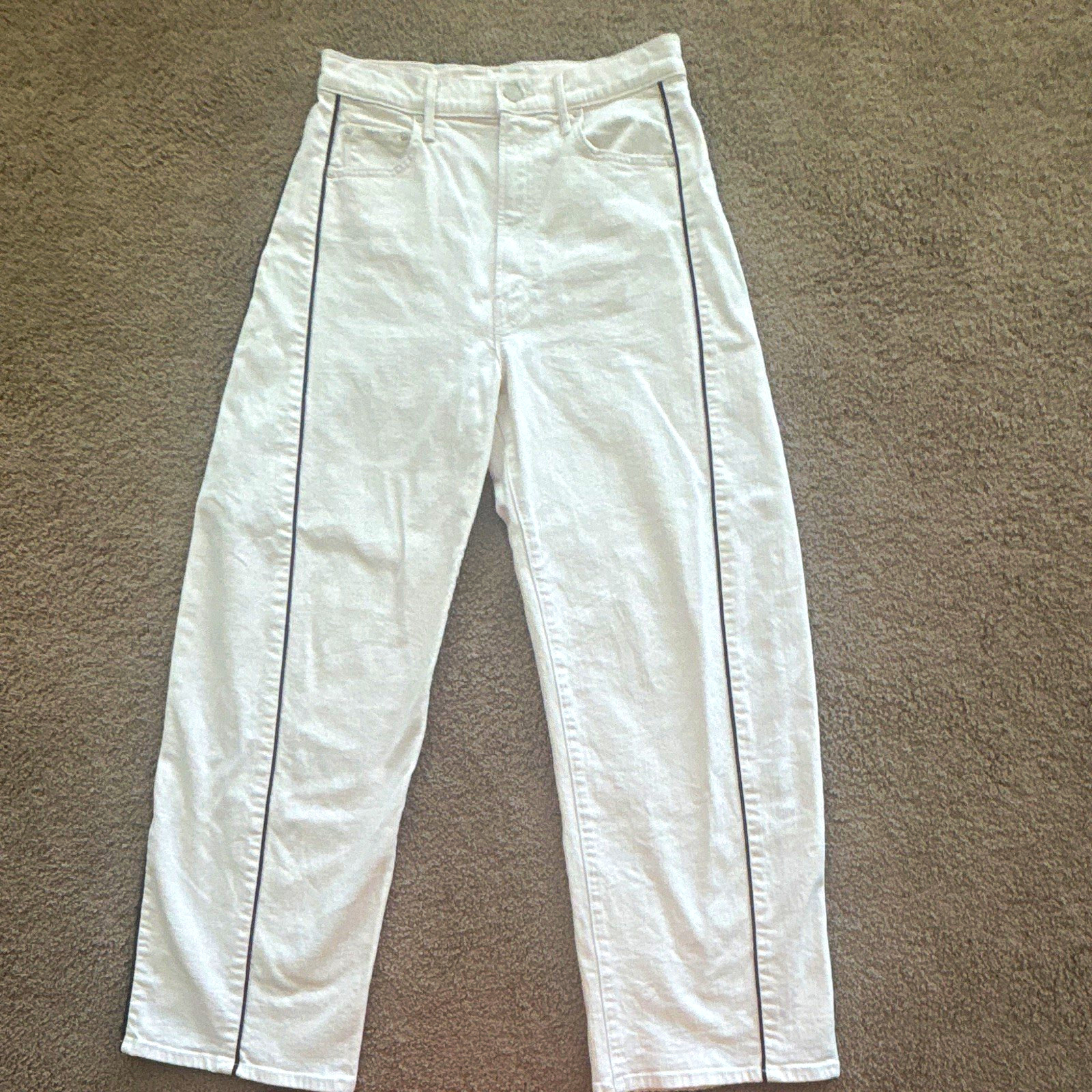 MOTHER Superior Half-Piped Ankle Women\'s Size 27 Cream White Denim Jeans