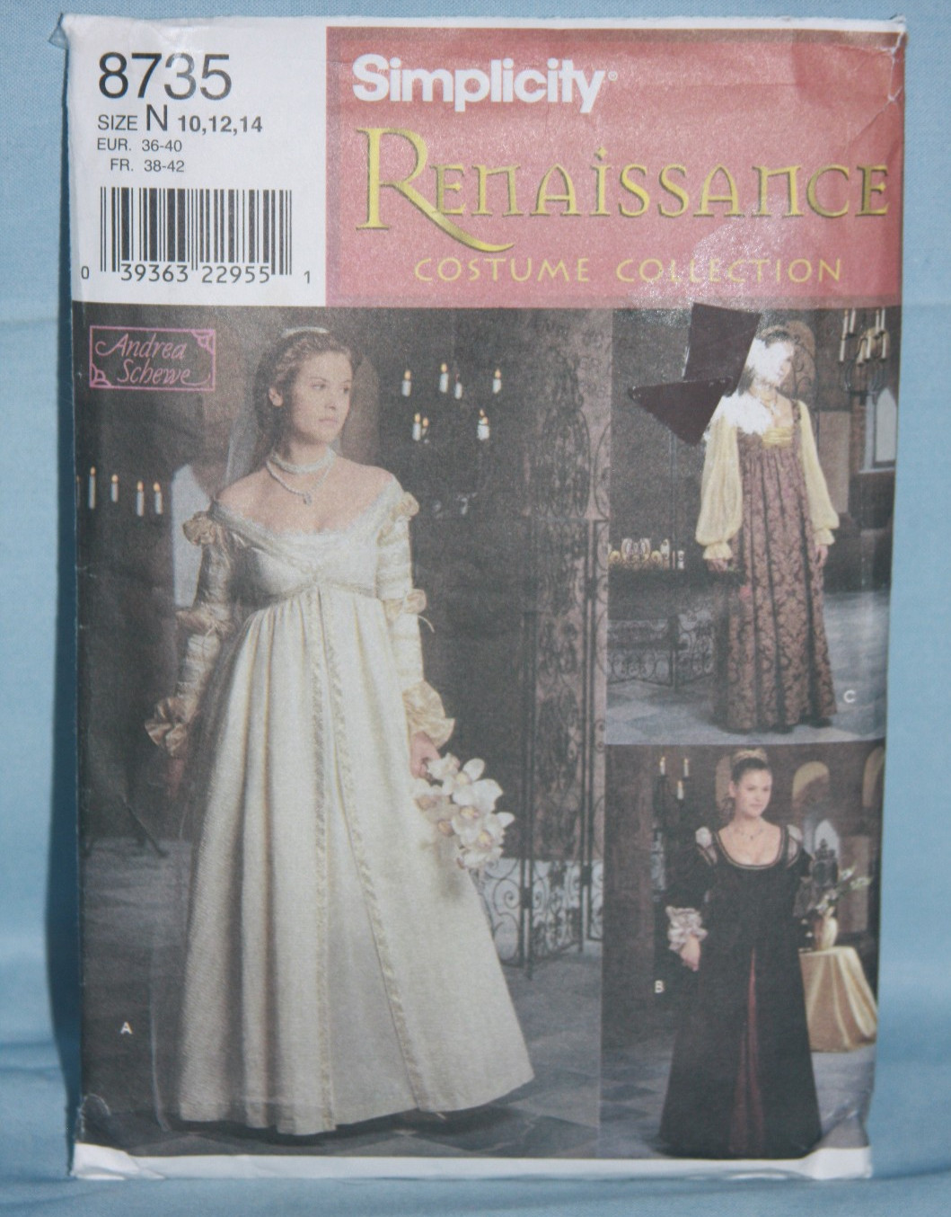 Simplicity 8735 Misses' Renaissance Costume Pattern  Size 10-12-14 UNCUT (c33)