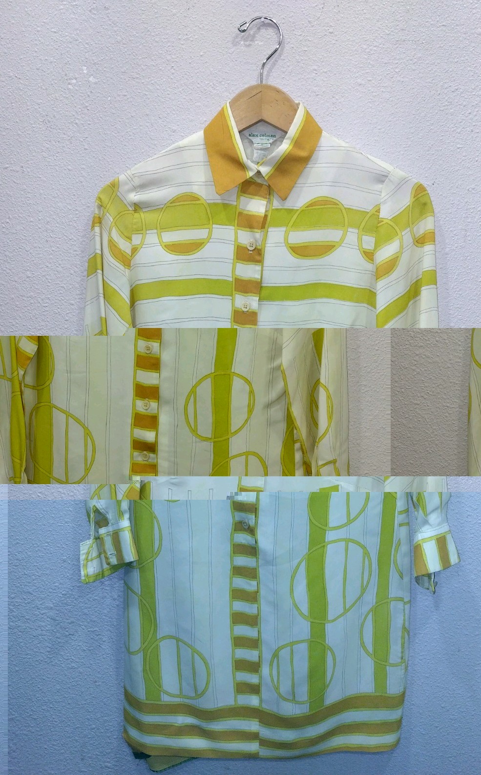 VTG 60s 70s Alex Coleman Psychedelic Mod Multi-Colored Long Sleeve Dress Size 10